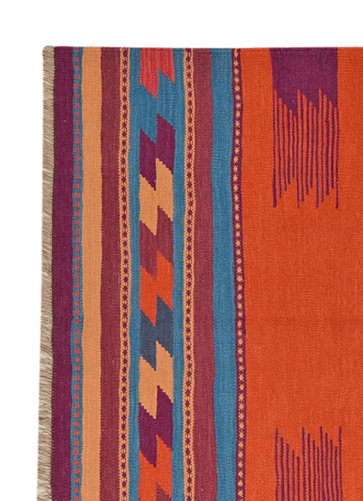 Kelim Gashgai — Handmade, 104x239 cm, Red, 100% Virgin Wool | View 3