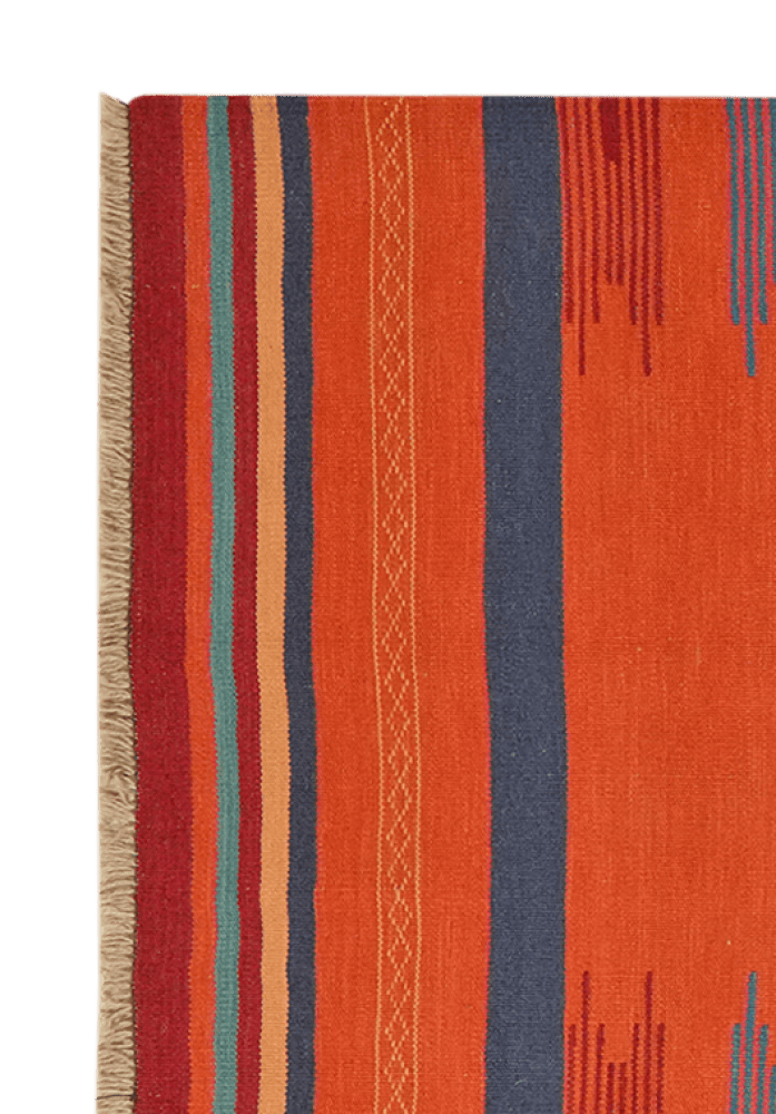 Kelim Gashgai — Handmade, 100x252 cm, Red, 100% Virgin Wool | View 3