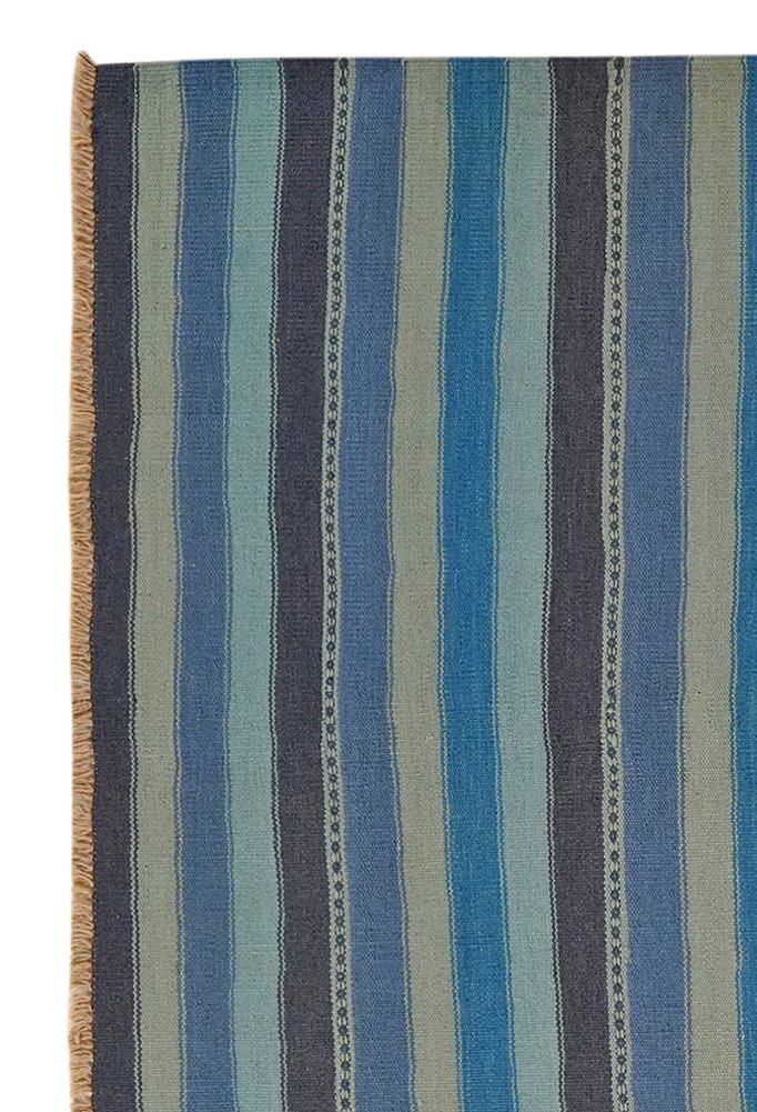 Kelim Gashgai — Handmade, 155x201 cm, Blue, 100% Virgin Wool | View 3