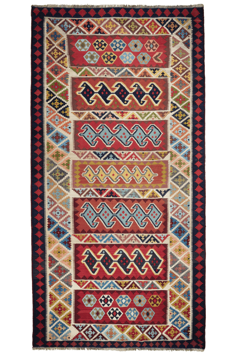 Kelim Gashgai Old — Handmade, 162x318 cm, Multicolor, 100% Virgin Wool | Main view