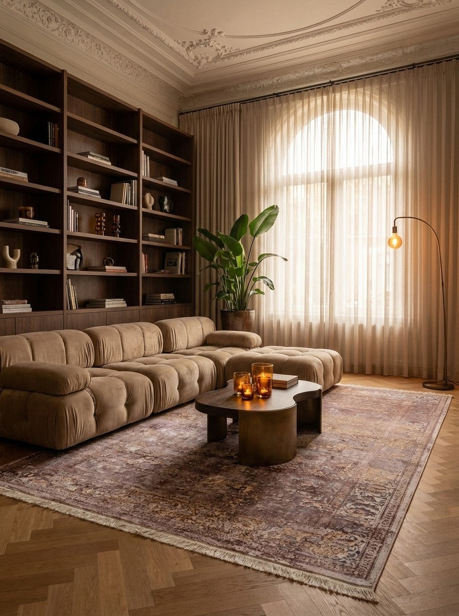 Paradayda — Hand-knotted, 174x240 cm, Beige, 80% Viskose, 20% Baumwolle | Back view