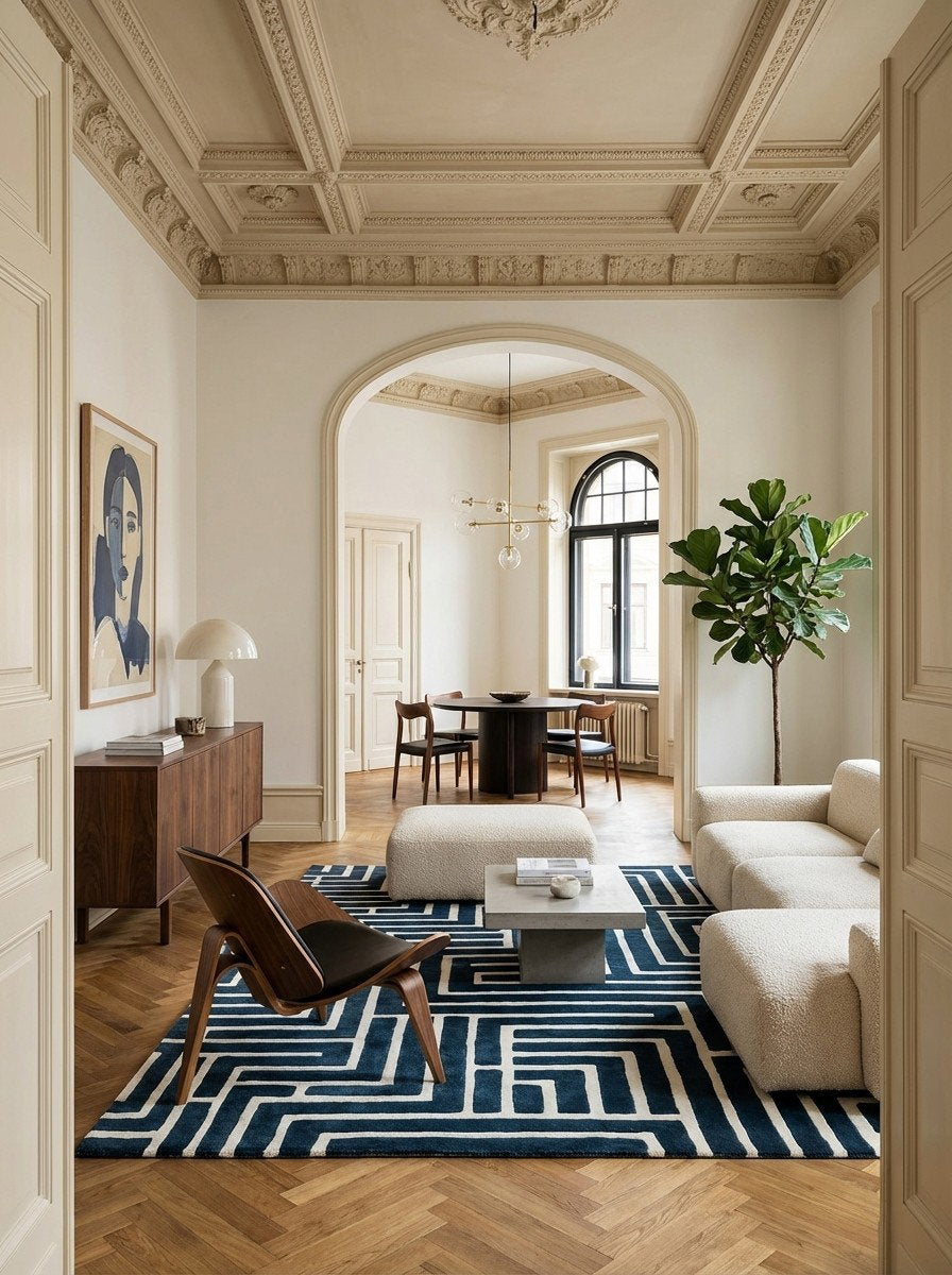 Skyline — Handgefertigt, 300x200 cm, Bunt, 50% Schurwolle, 50% Viskose | Detail view