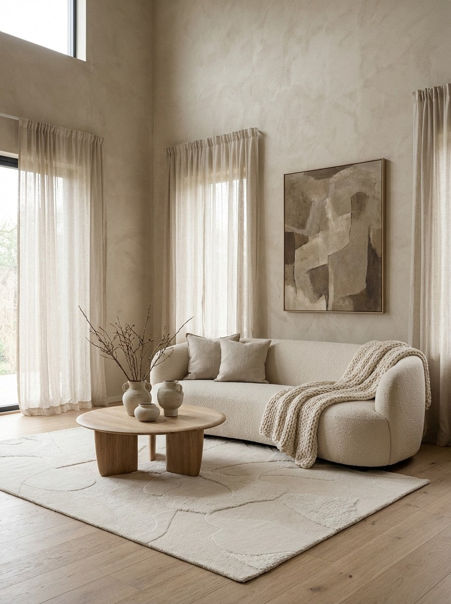 Desert Dune — Hand-knotted, 120x180 cm, Beige, 100% Virgin Wool | Detail view