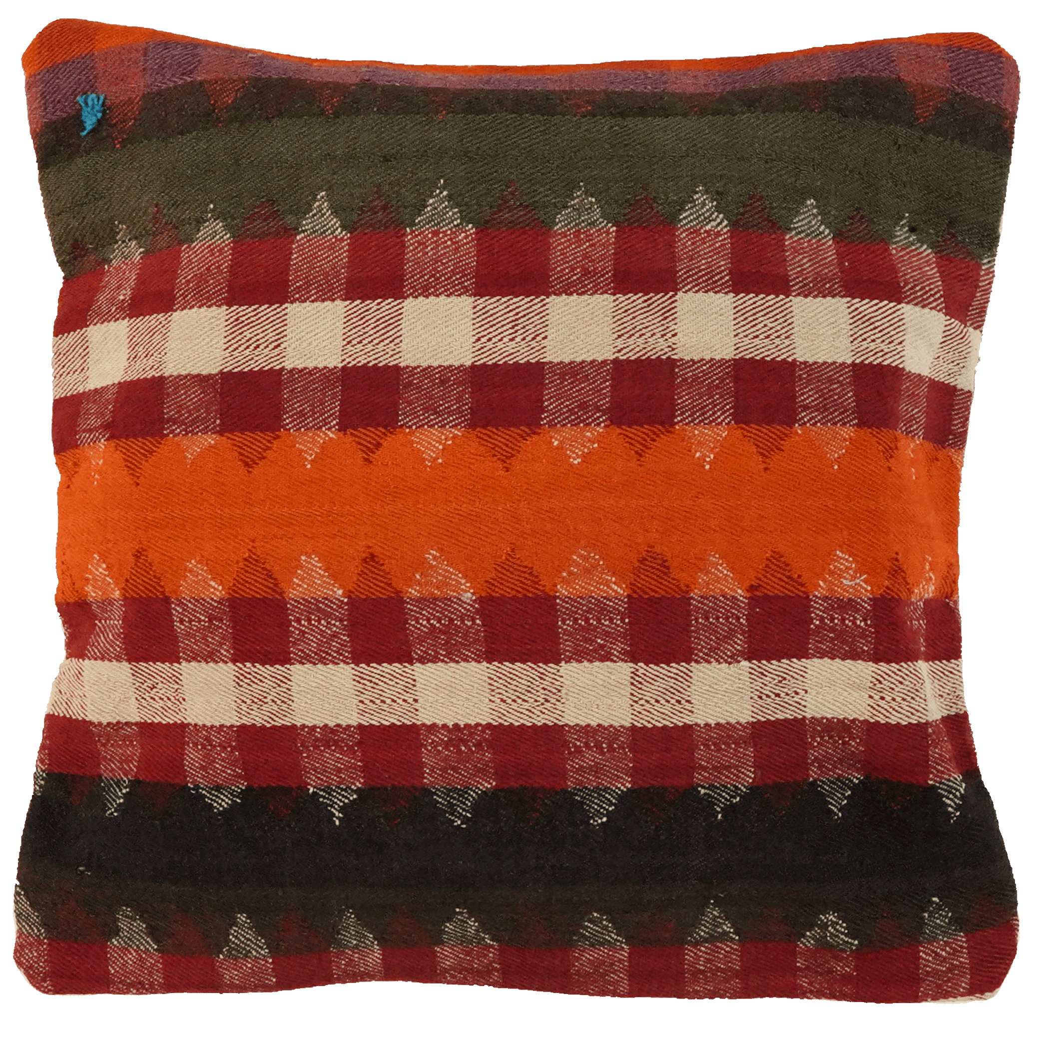 Kelim Kissen — Handmade, 65x65 cm, Multicolor, 100% Virgin Wool | Main view