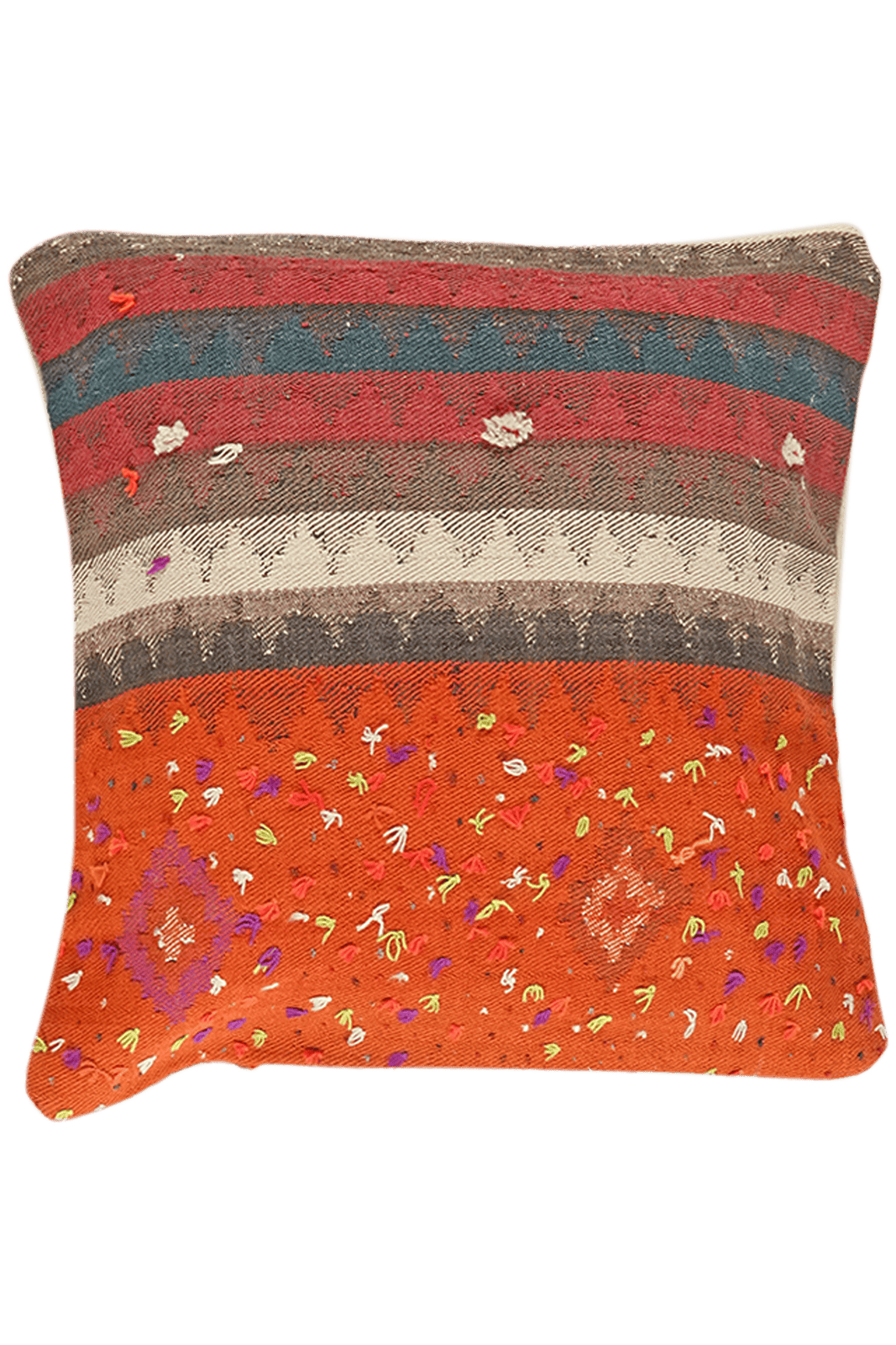 Kelim Kissen — Handmade, 65x65 cm, Multicolor, 100% Virgin Wool | Main view