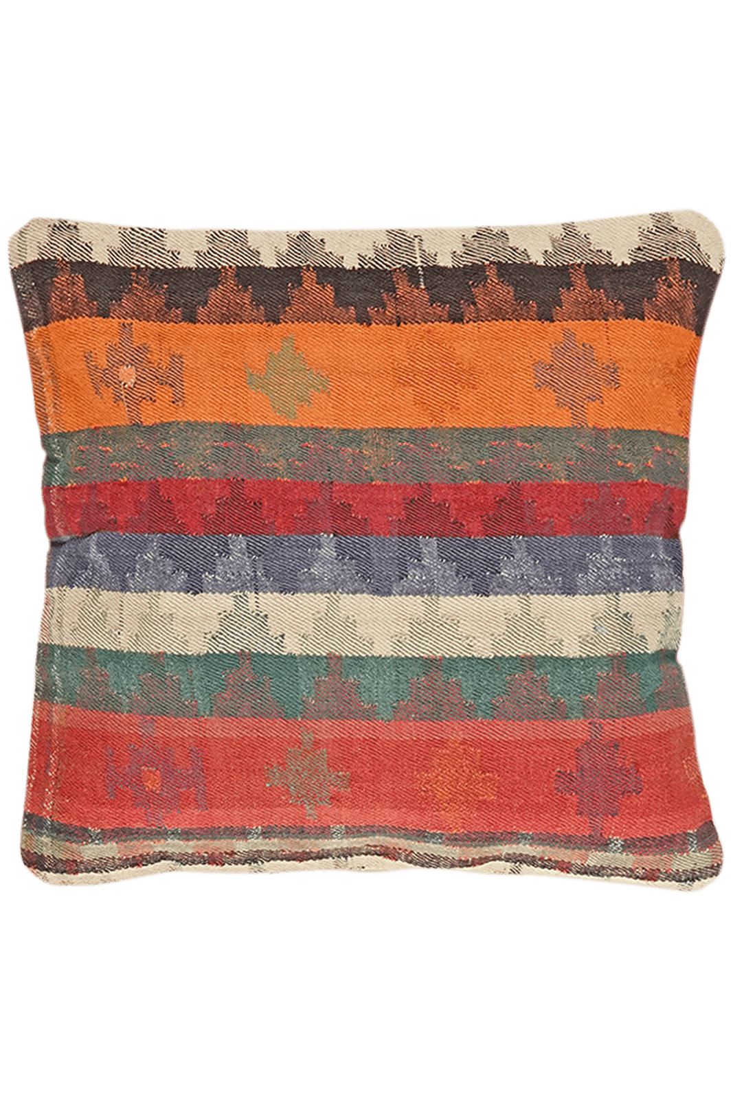 Kelim Kissen — Handmade, 65x65 cm, Multicolor, 100% Virgin Wool | Main view