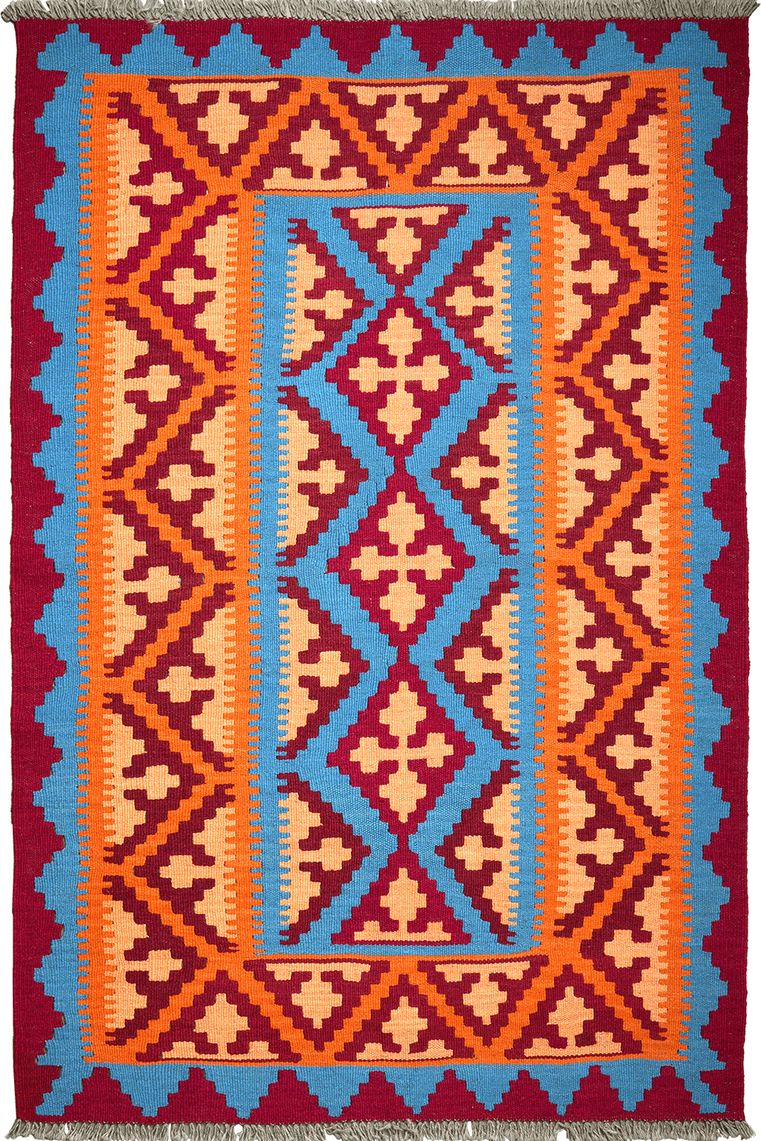 Kelim Gashgai — Handmade, 119x178 cm, Blue, 100% Virgin Wool | Main view