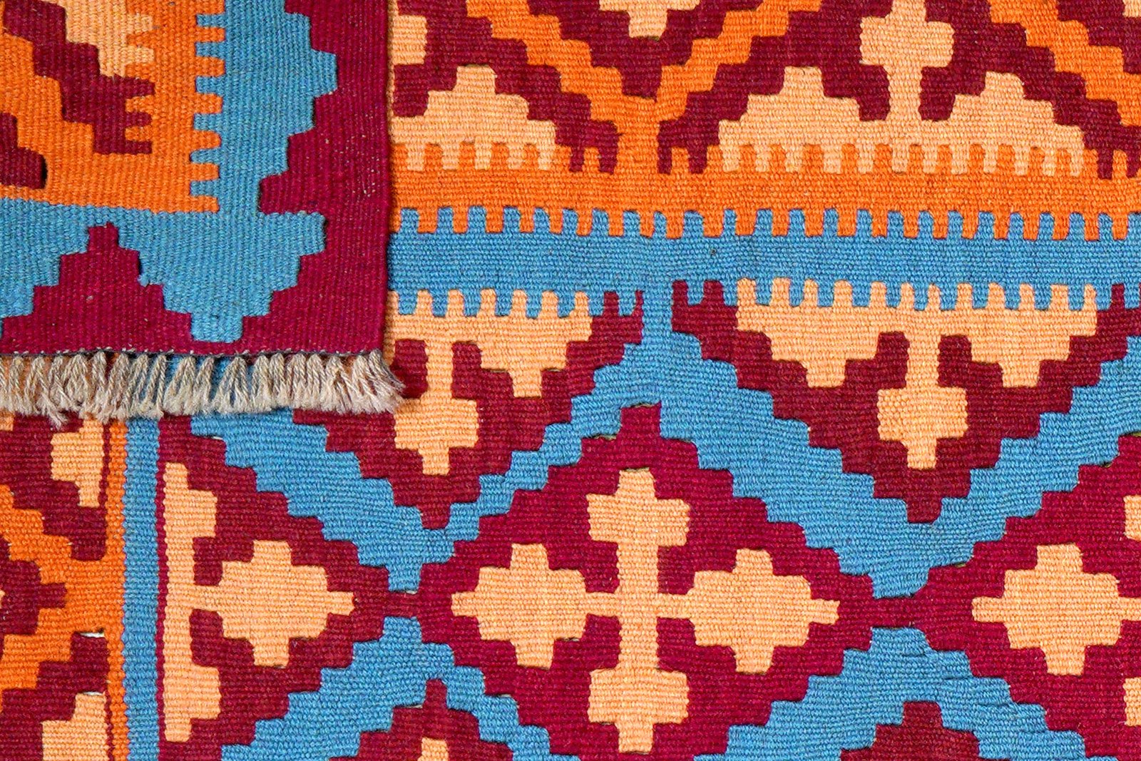 Kelim Gashgai — Handmade, 119x178 cm, Blue, 100% Virgin Wool | View 6