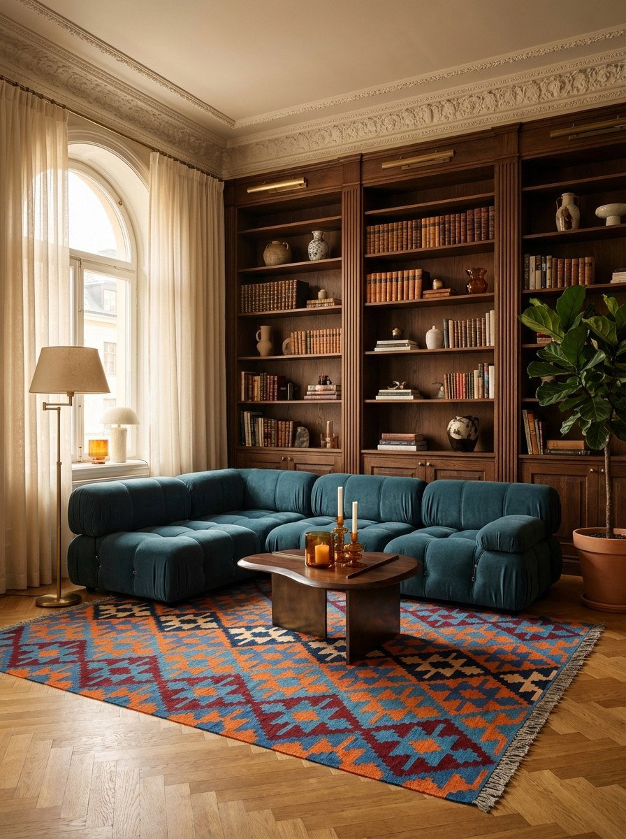 Kelim Gashgai — Handgefertigt, 185x124 cm, Bunt, 100% Virgin Wool | Back view