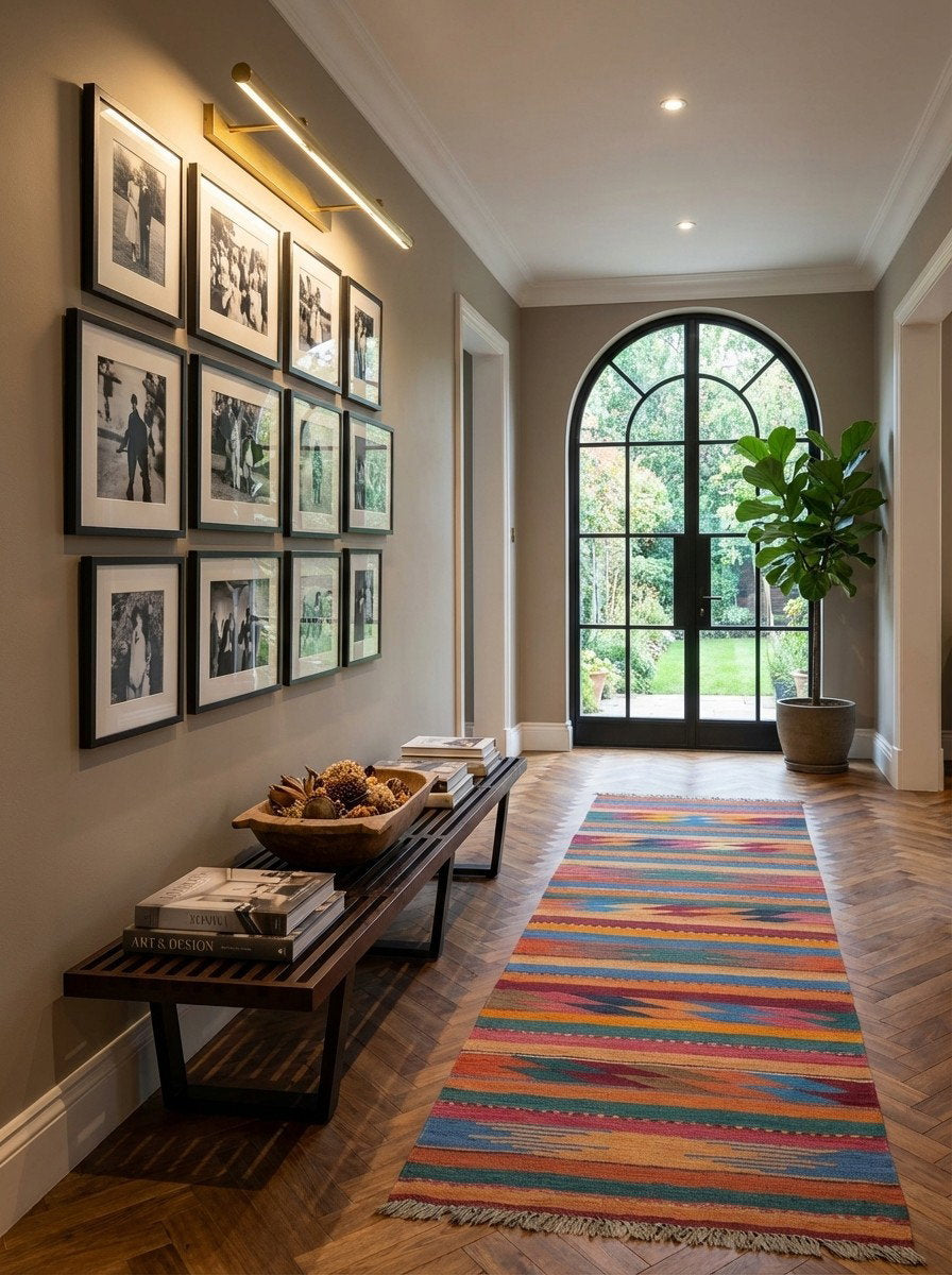 Kelim Gashgai — Handgefertigt, 191x61 cm, Bunt, 100% Virgin Wool | Detail view