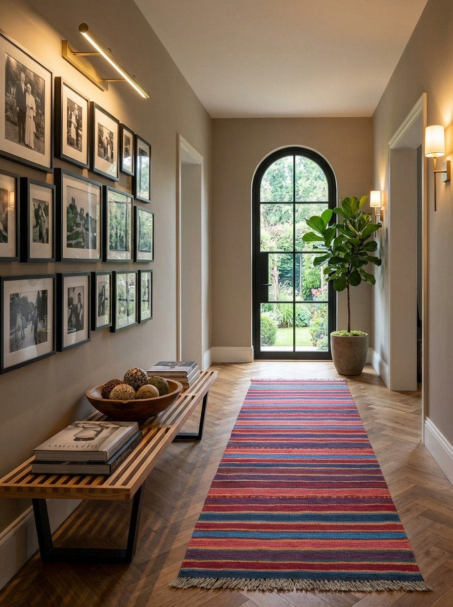 Kelim Gashgai — Handgefertigt, 194x65 cm, Bunt, 100% Virgin Wool | Detail view