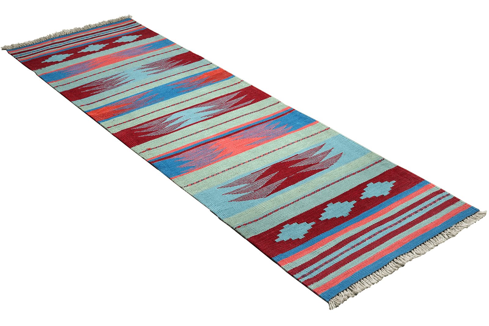 Kelim Gashgai — Handmade, 64x203 cm, Blue, 100% Virgin Wool | View 4