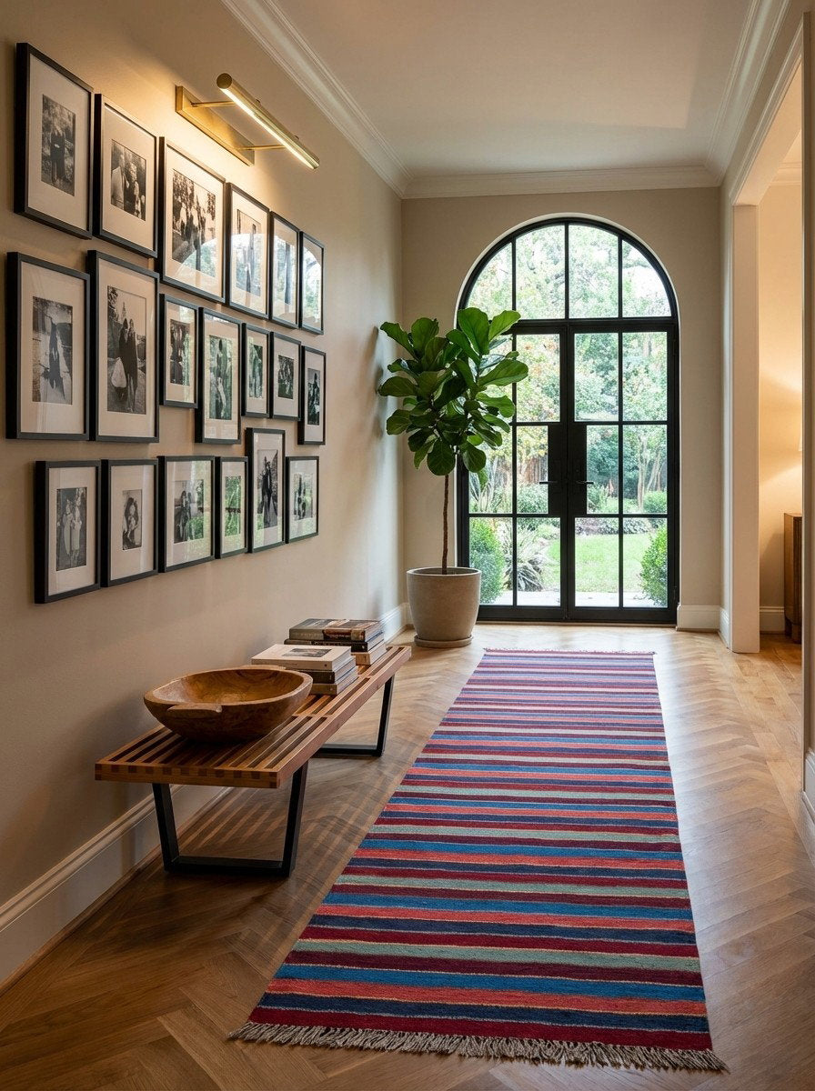 Kelim Gashgai — Handgefertigt, 199x60 cm, Bunt, 100% Virgin Wool | Detail view