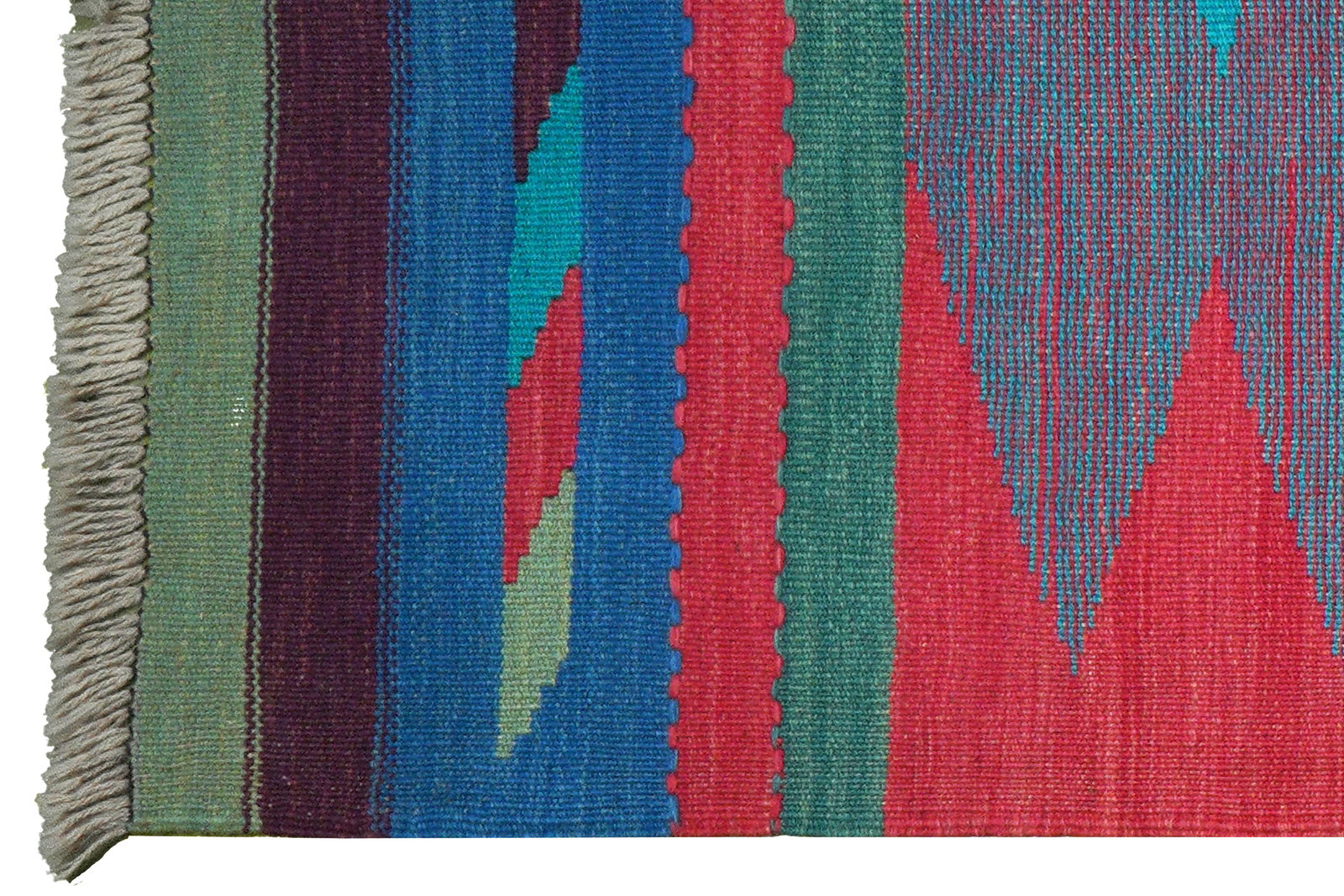 Kelim Gashgai — Handgefertigt, 210x65 cm, Bunt, 100% Virgin Wool | Back view