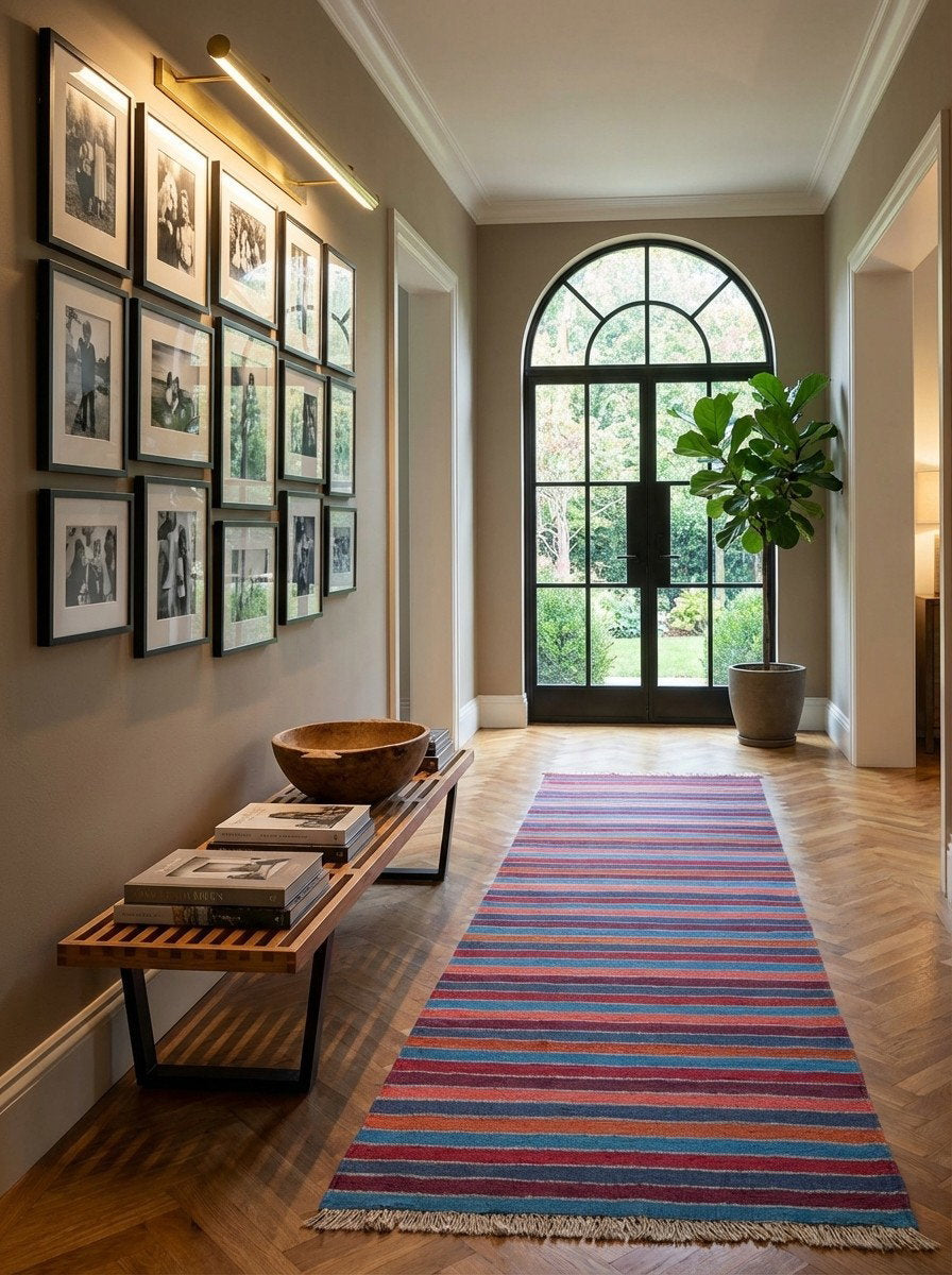 Kelim Gashgai — Handgefertigt, 198x60 cm, Bunt, 100% Virgin Wool | Detail view