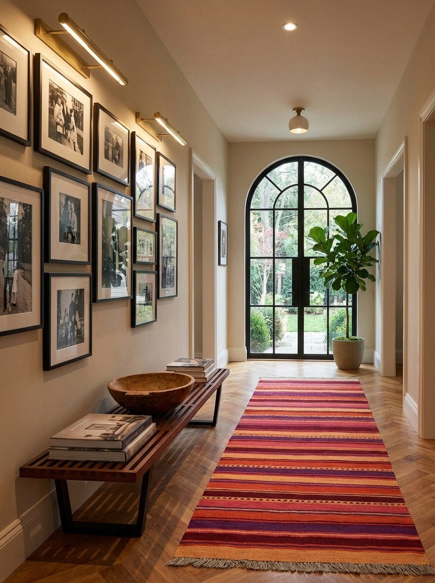 Kelim Gashgai — Handgefertigt, 197x63 cm, Bunt, 100% Virgin Wool | Detail view