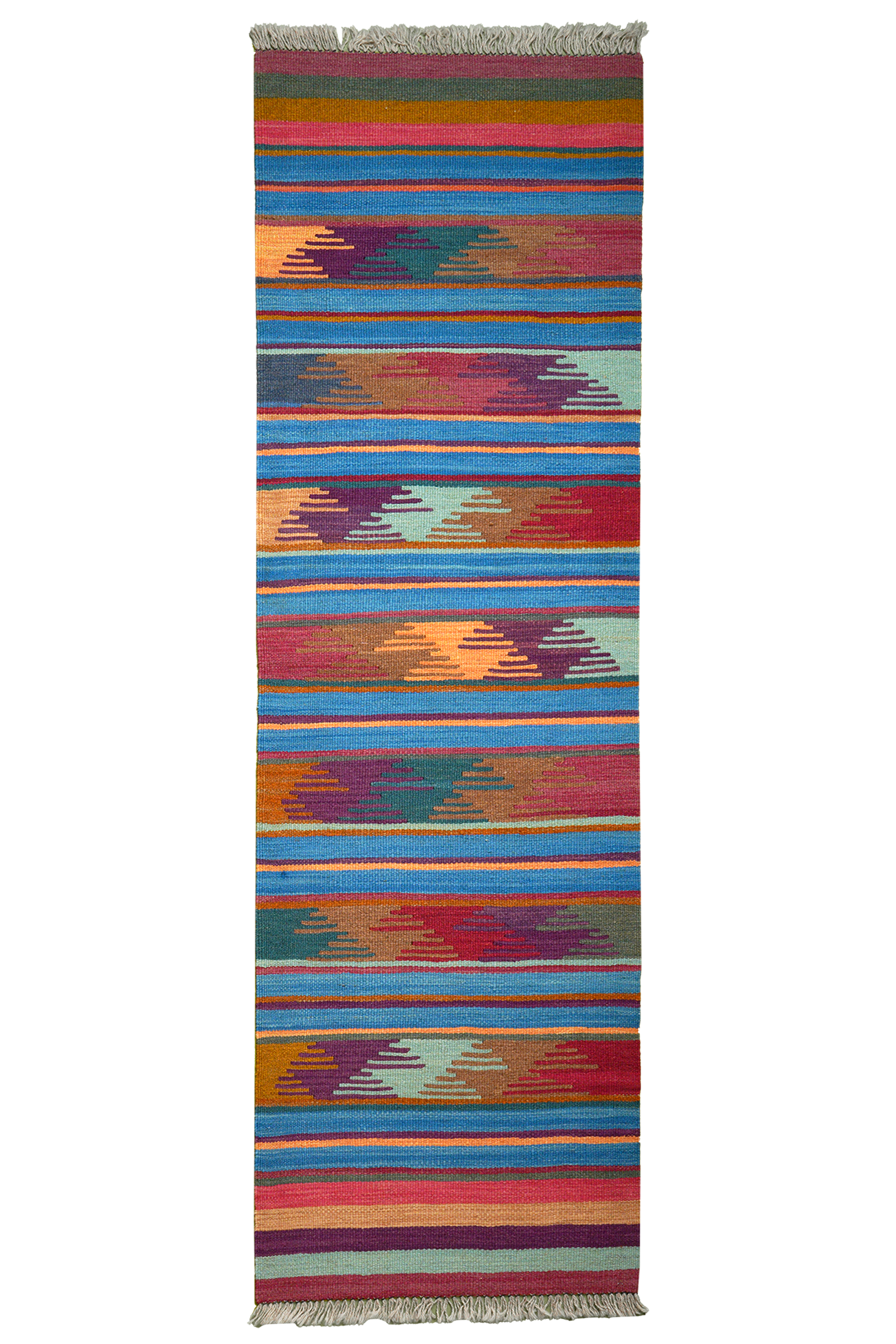 Kelim Gashgai — Handgefertigt, 193x59 cm, Bunt, 100% Virgin Wool | Main view