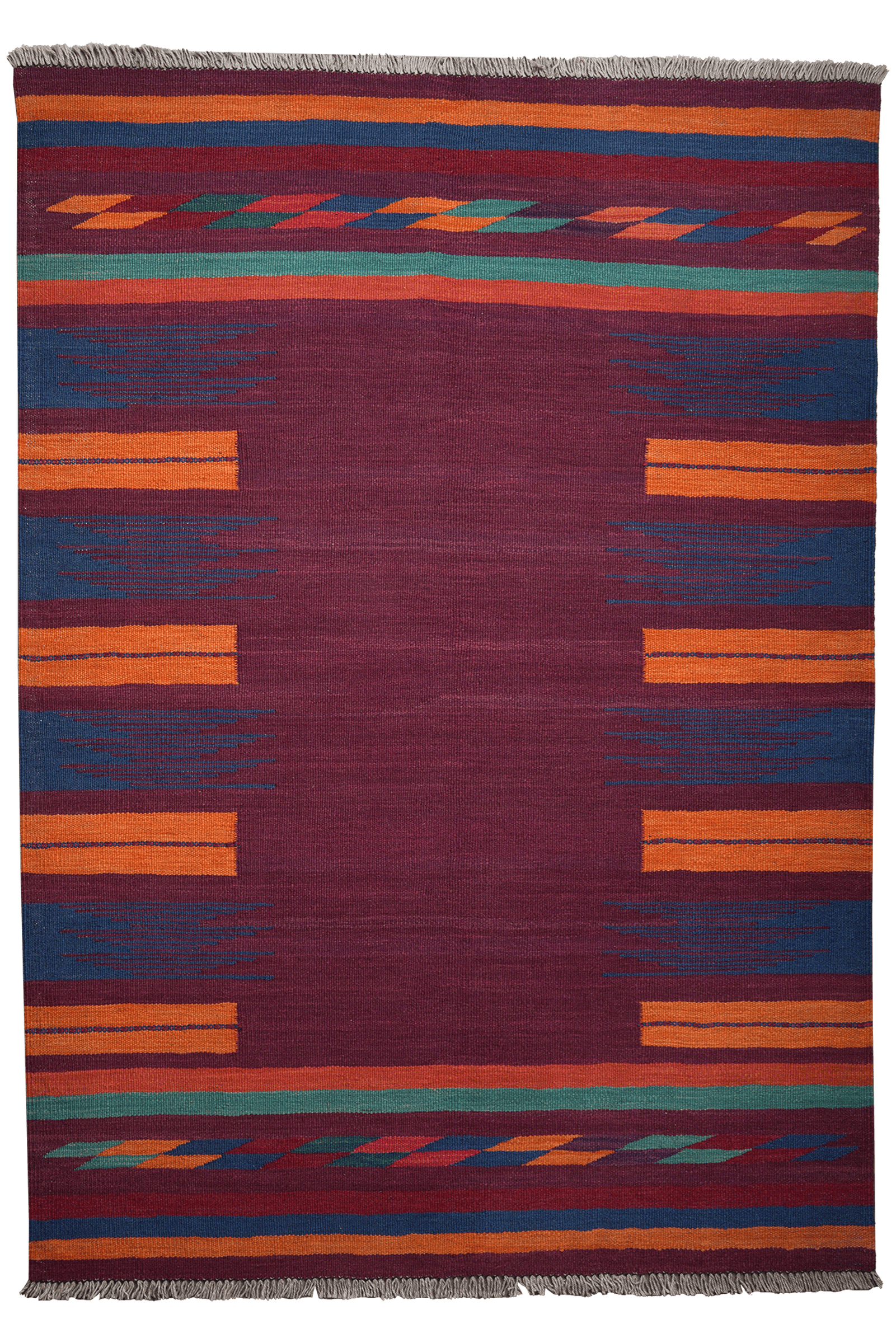 Kelim Gashgai — Handmade, 134x189 cm, Violett, 100% Virgin Wool | Main view