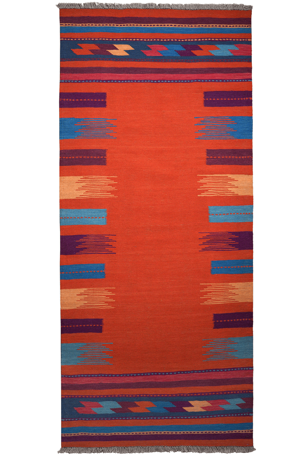 Kelim Gashgai — Handmade, 106x249 cm, Red, 100% Virgin Wool | Main view