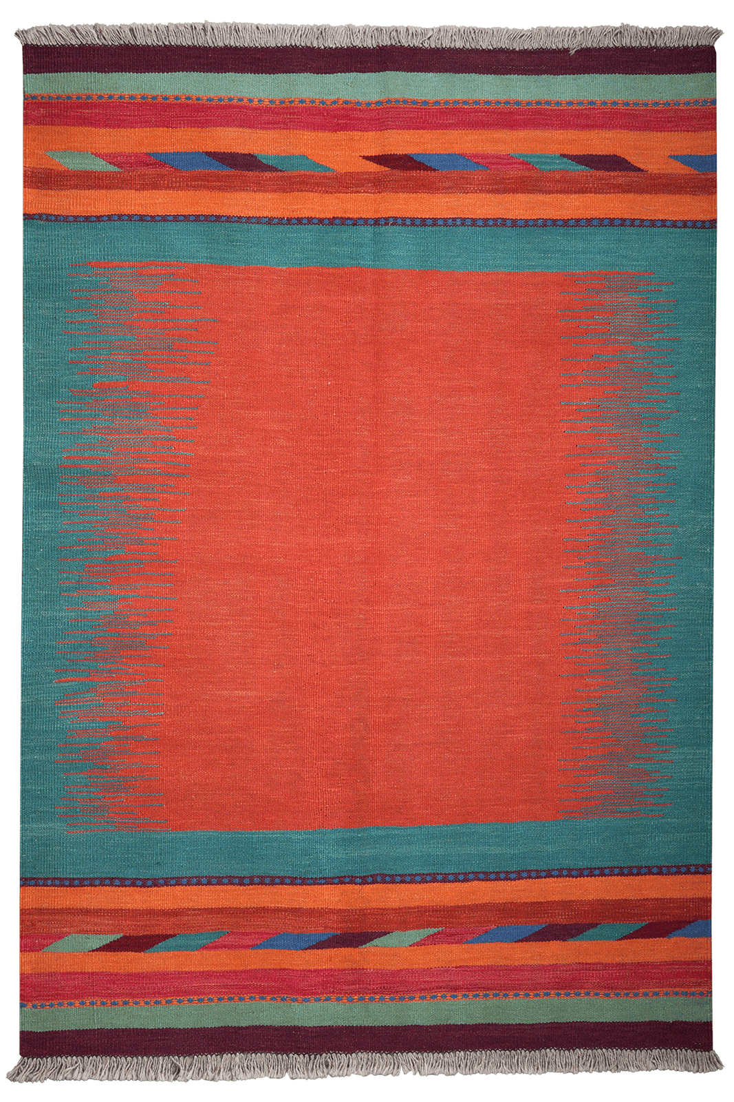 Kelim Gashgai — Handmade, 123x182 cm, Red, 100% Virgin Wool | Main view