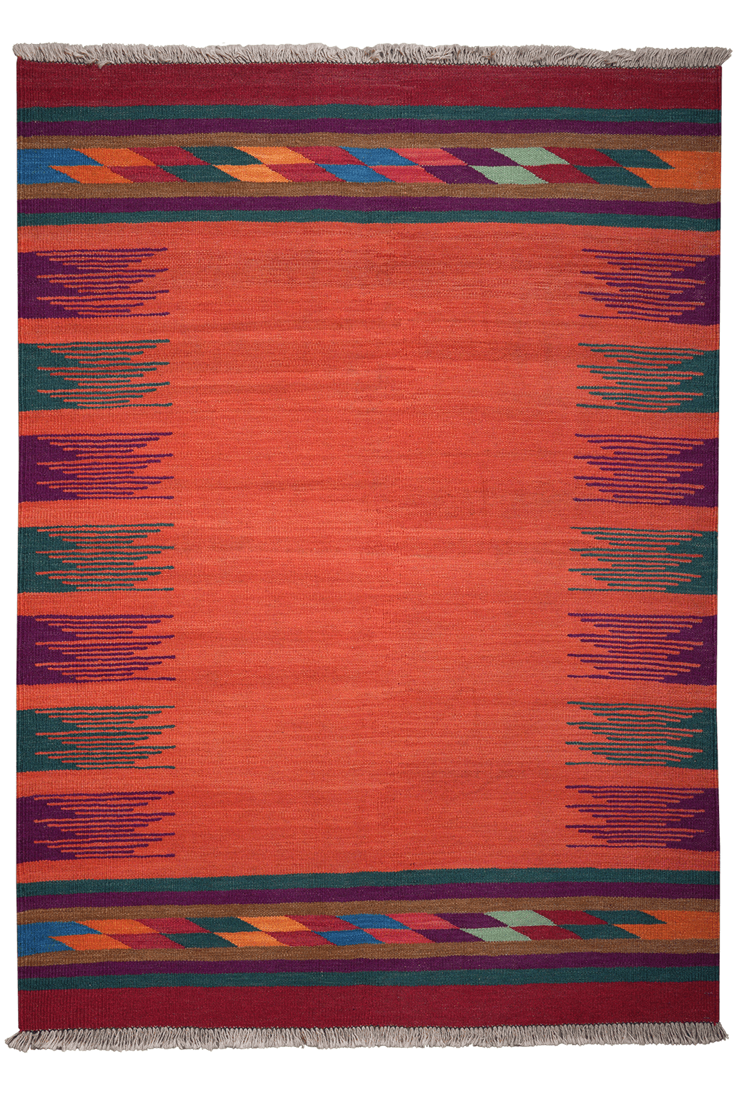 Kelim Gashgai — Handmade, 132x181 cm, Red, 100% Virgin Wool | Main view