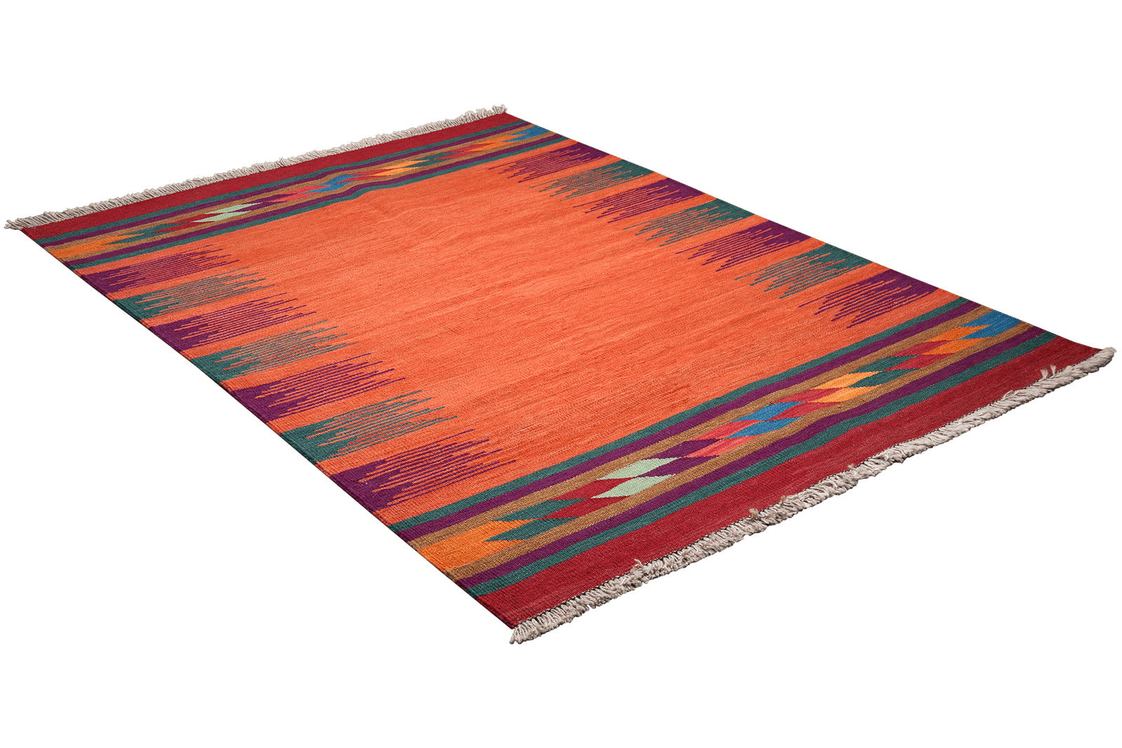 Kelim Gashgai — Handmade, 132x181 cm, Red, 100% Virgin Wool | View 4