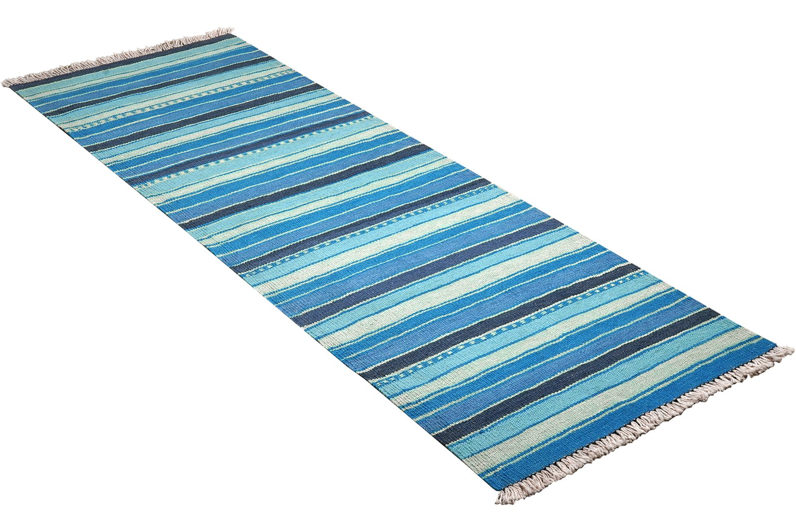 Kelim Gashgai — Handmade, 65x196 cm, Blue, 100% Virgin Wool | View 4