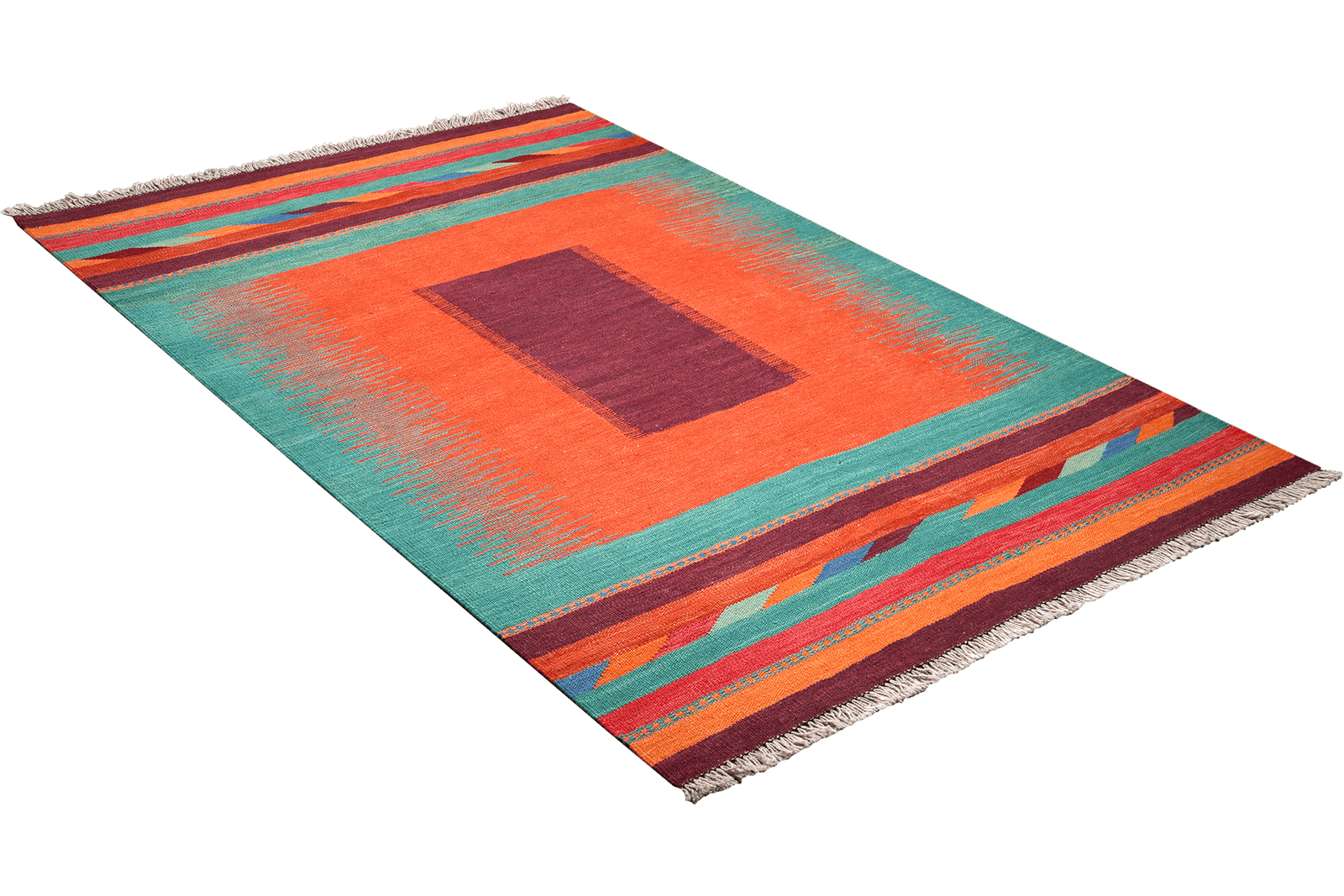 Kelim Gashgai — Handmade, 126x185 cm, Red, 100% Virgin Wool | View 4