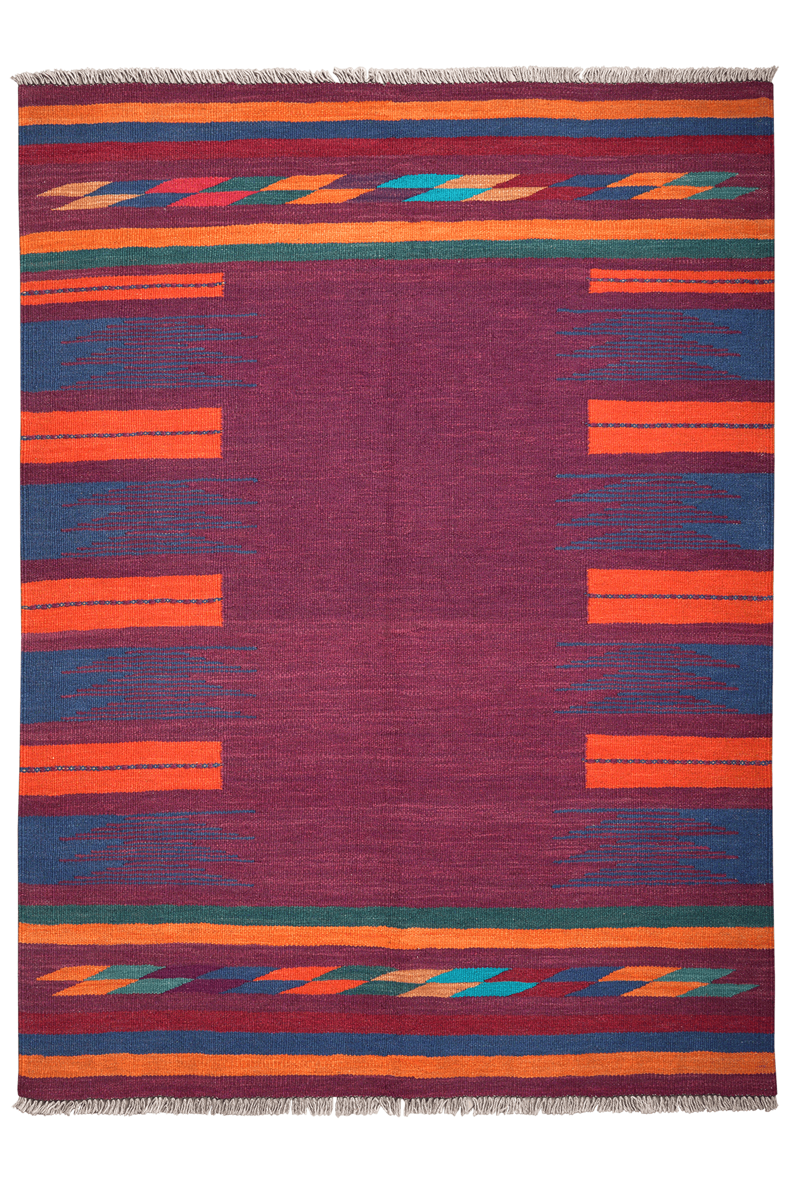 Kelim Gashgai — Handmade, 136x187 cm, Violett, 100% Virgin Wool | Main view