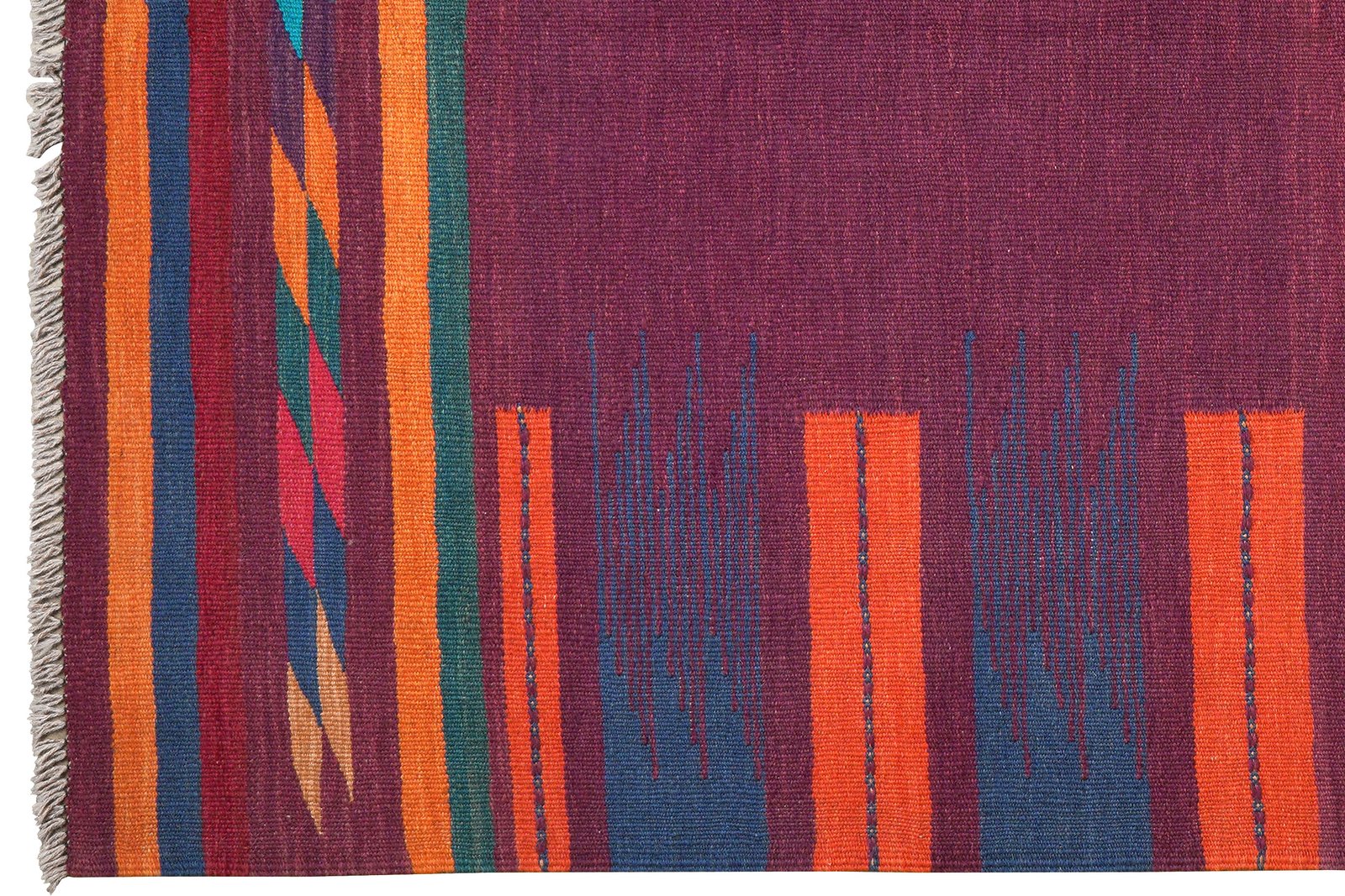 Kelim Gashgai — Handmade, 136x187 cm, Violett, 100% Virgin Wool | View 3