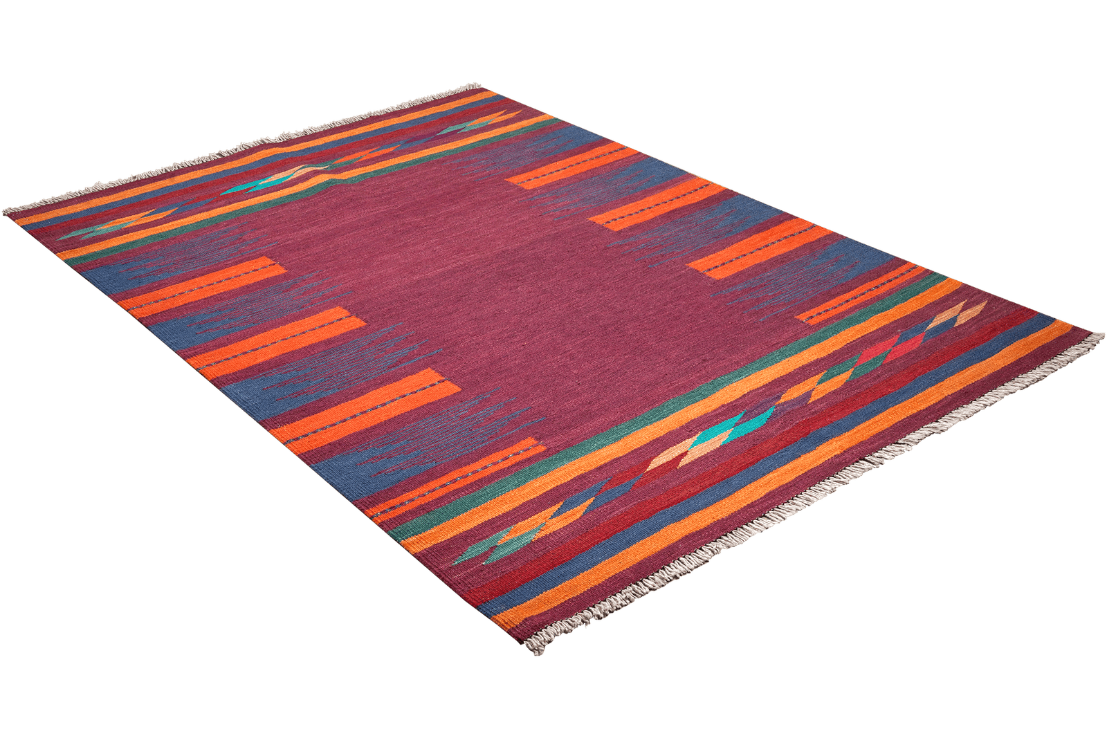 Kelim Gashgai — Handmade, 136x187 cm, Violett, 100% Virgin Wool | View 4