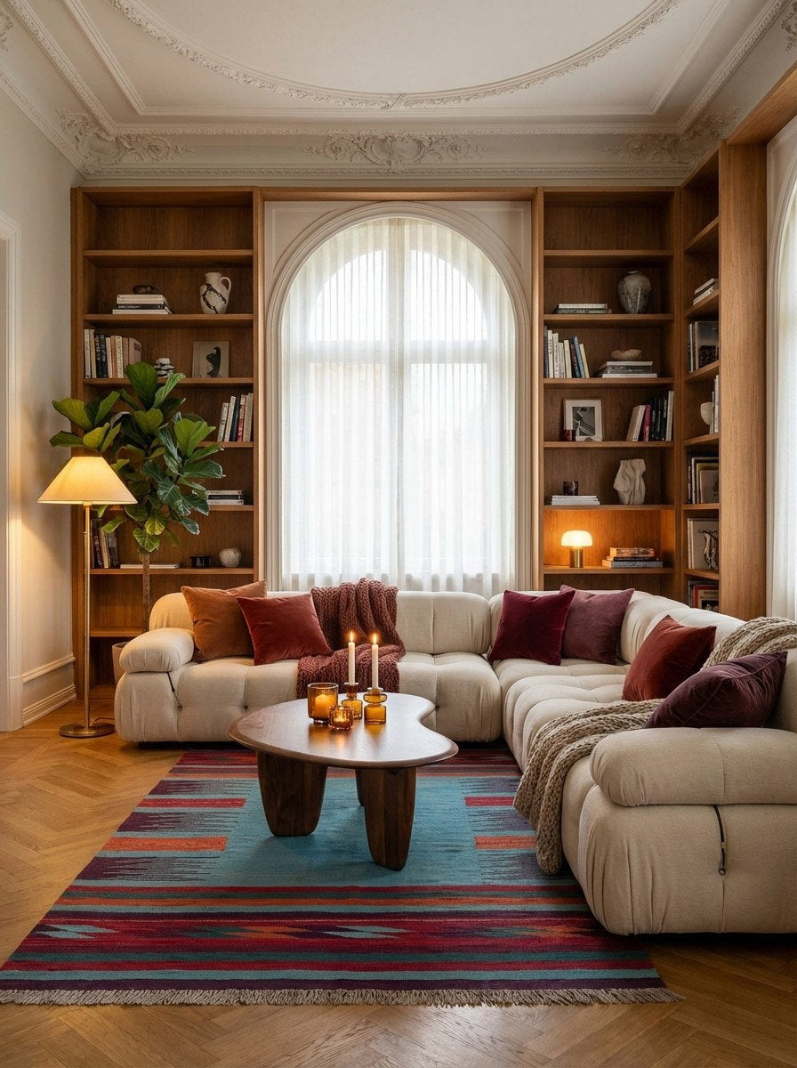 Kelim Gashgai — Handgefertigt, 202x121 cm, Bunt, 100% Virgin Wool | Back view