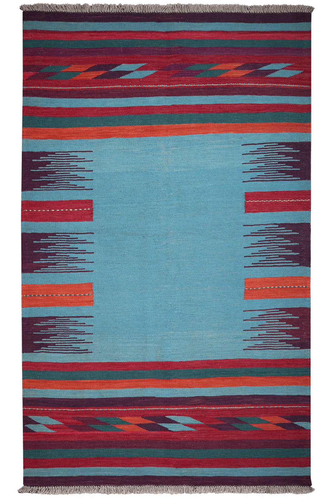 Kelim Gashgai — Handmade, 121x202 cm, Blue, 100% Virgin Wool | Main view
