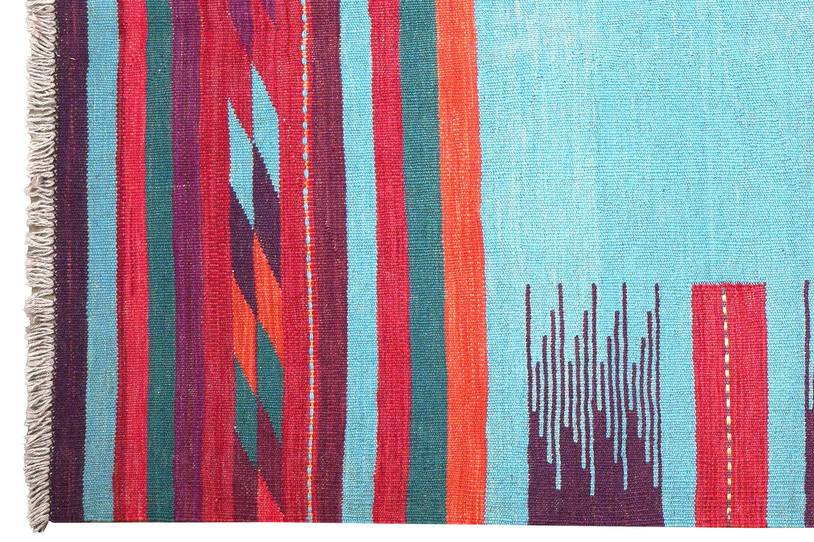 Kelim Gashgai — Handmade, 121x202 cm, Blue, 100% Virgin Wool | View 3