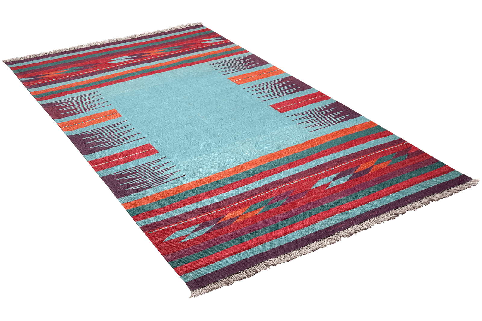 Kelim Gashgai — Handmade, 121x202 cm, Blue, 100% Virgin Wool | View 4