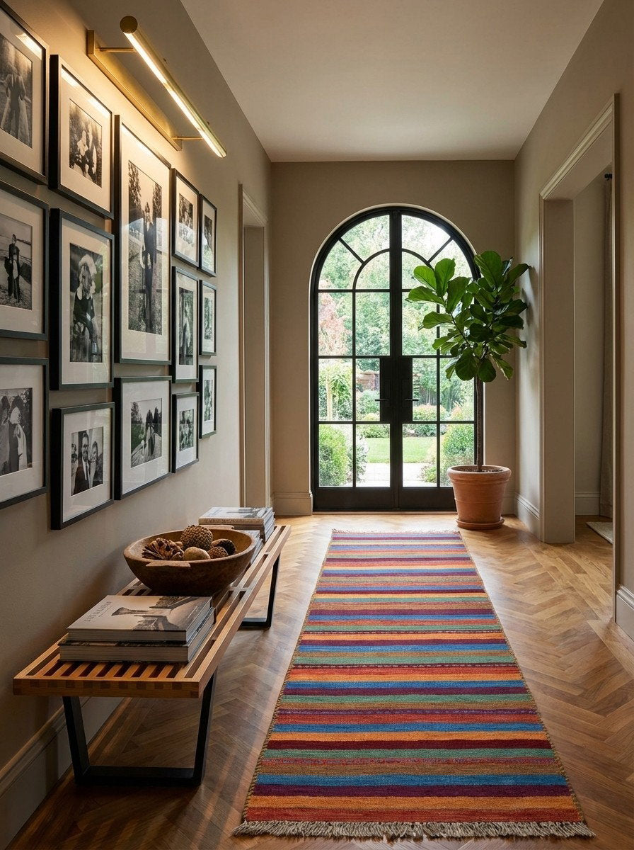 Kelim Gashgai — Handgefertigt, 199x61 cm, Bunt, 100% Virgin Wool | Detail view