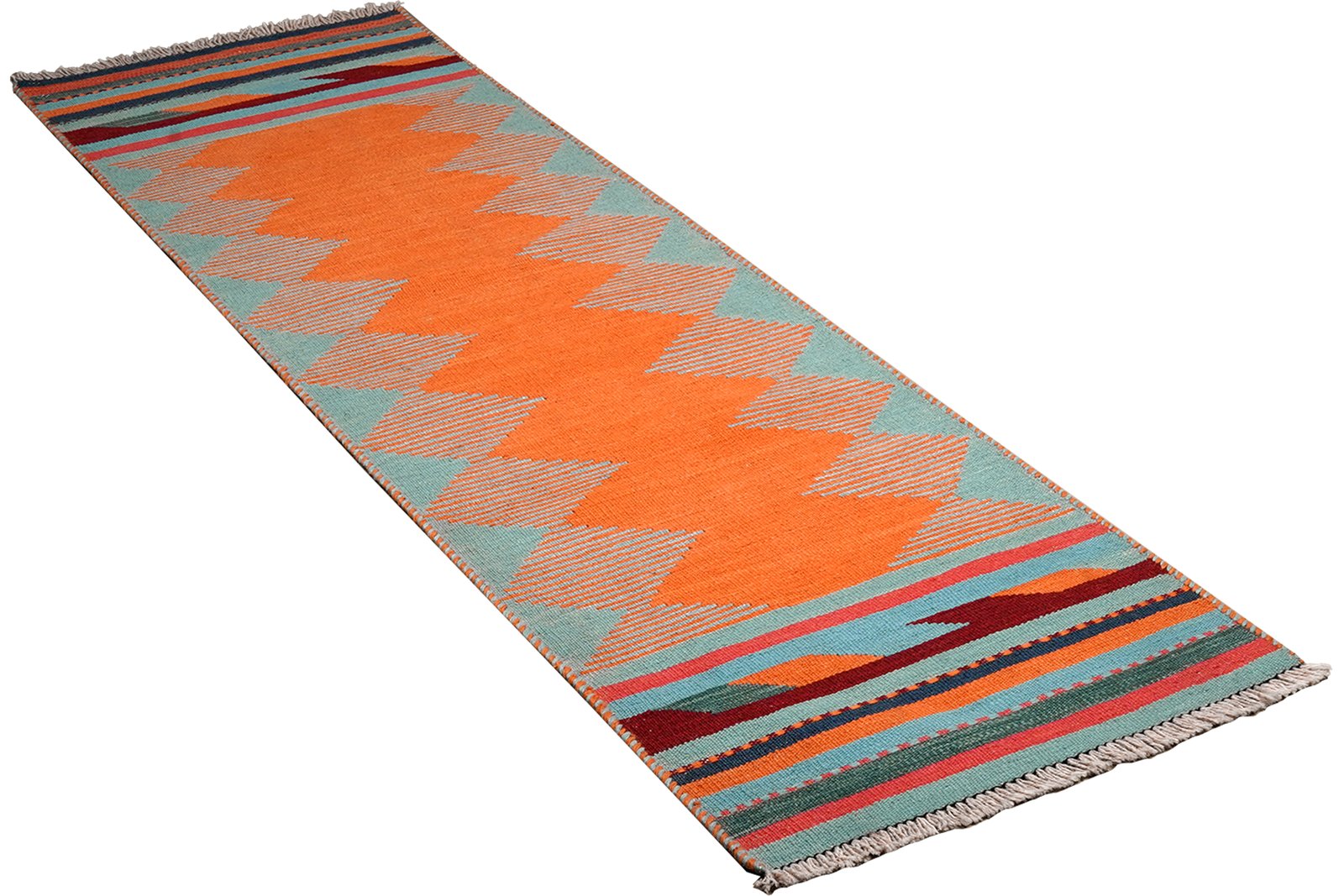 Kelim Gashgai — Handmade, 56x200 cm, Orange, 100% Virgin Wool | View 4