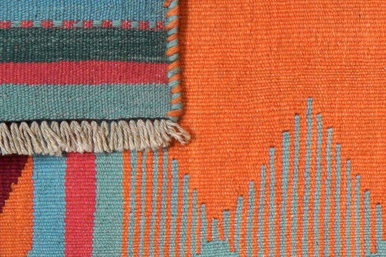 Kelim Gashgai — Handmade, 56x200 cm, Orange, 100% Virgin Wool | View 6