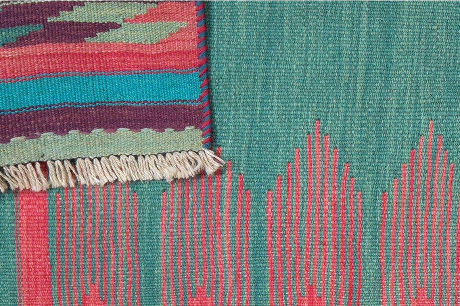 Kelim Gashgai — Handmade, 65x203 cm, Green, 100% Virgin Wool | View 6