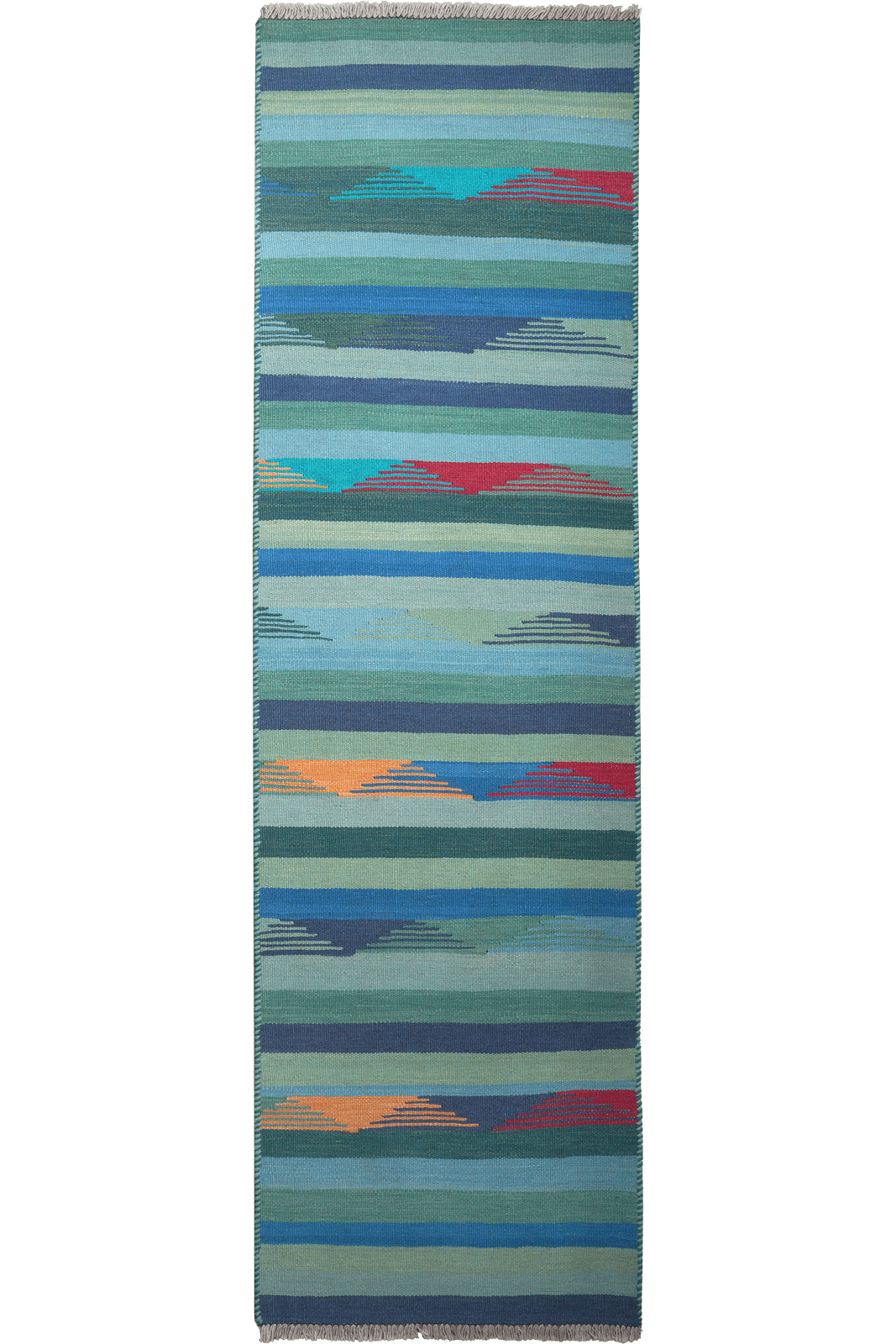 Kelim Gashgai — Handmade, 73x254 cm, Blue, 100% Virgin Wool | Main view