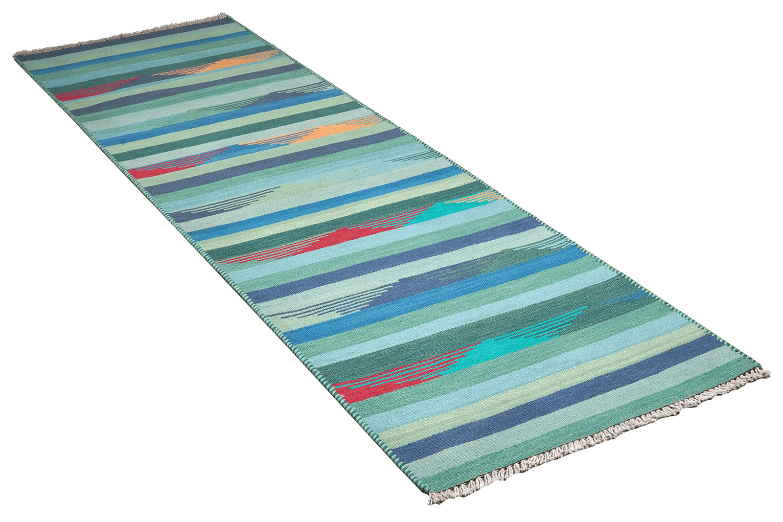 Kelim Gashgai — Handmade, 73x254 cm, Blue, 100% Virgin Wool | View 4