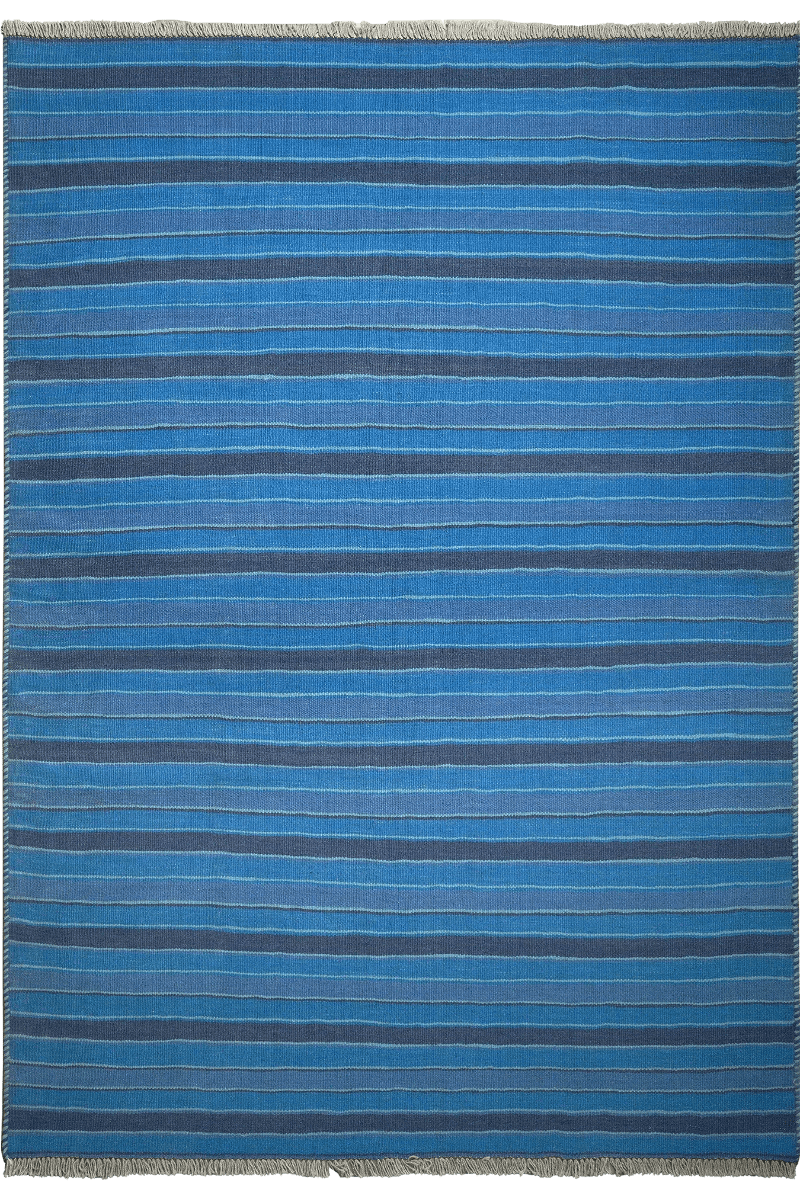 Kelim Gashgai — Handmade, 148x206 cm, Blue, 100% Virgin Wool | Main view
