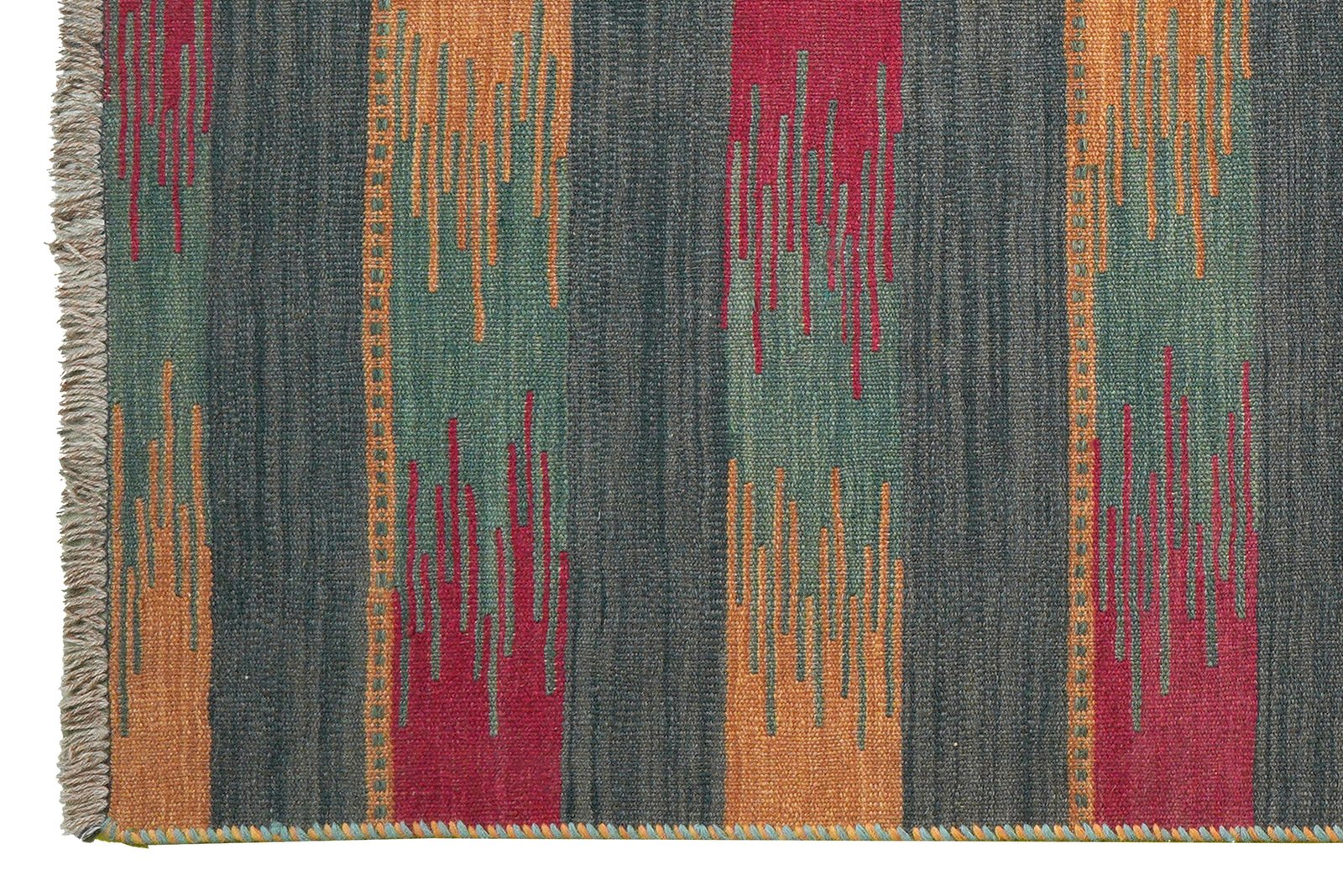 Kelim Gashgai — Handmade, 117x192 cm, Green, 100% Virgin Wool | View 3