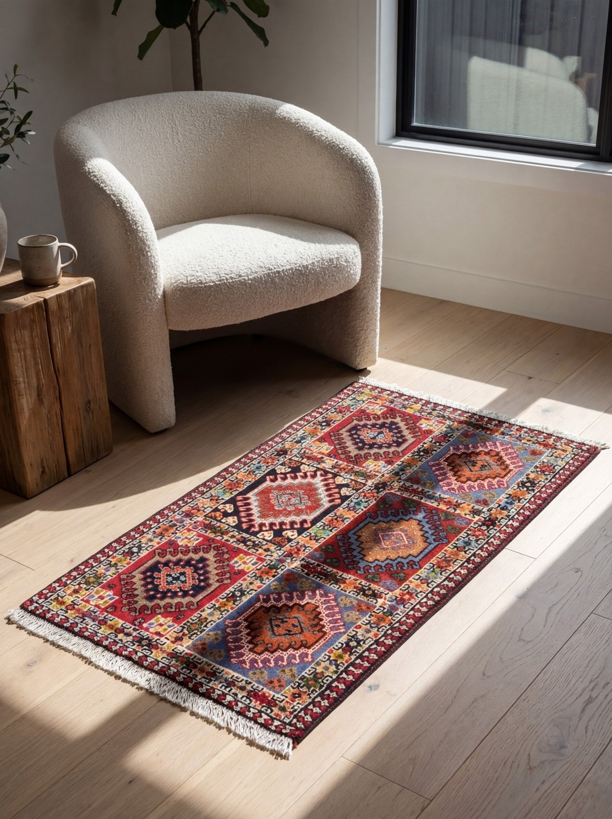 Yalameh — Hand-knotted, 61x100 cm, Multicolor, 100% Virgin Wool | Detail view