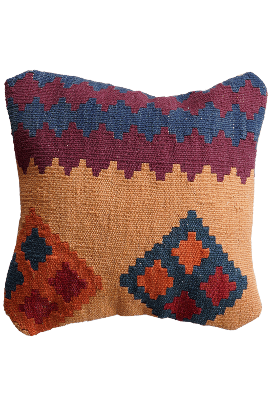Kelim Kissen — Handmade, 40x40 cm, Multicolor, 100% Virgin Wool | Main view