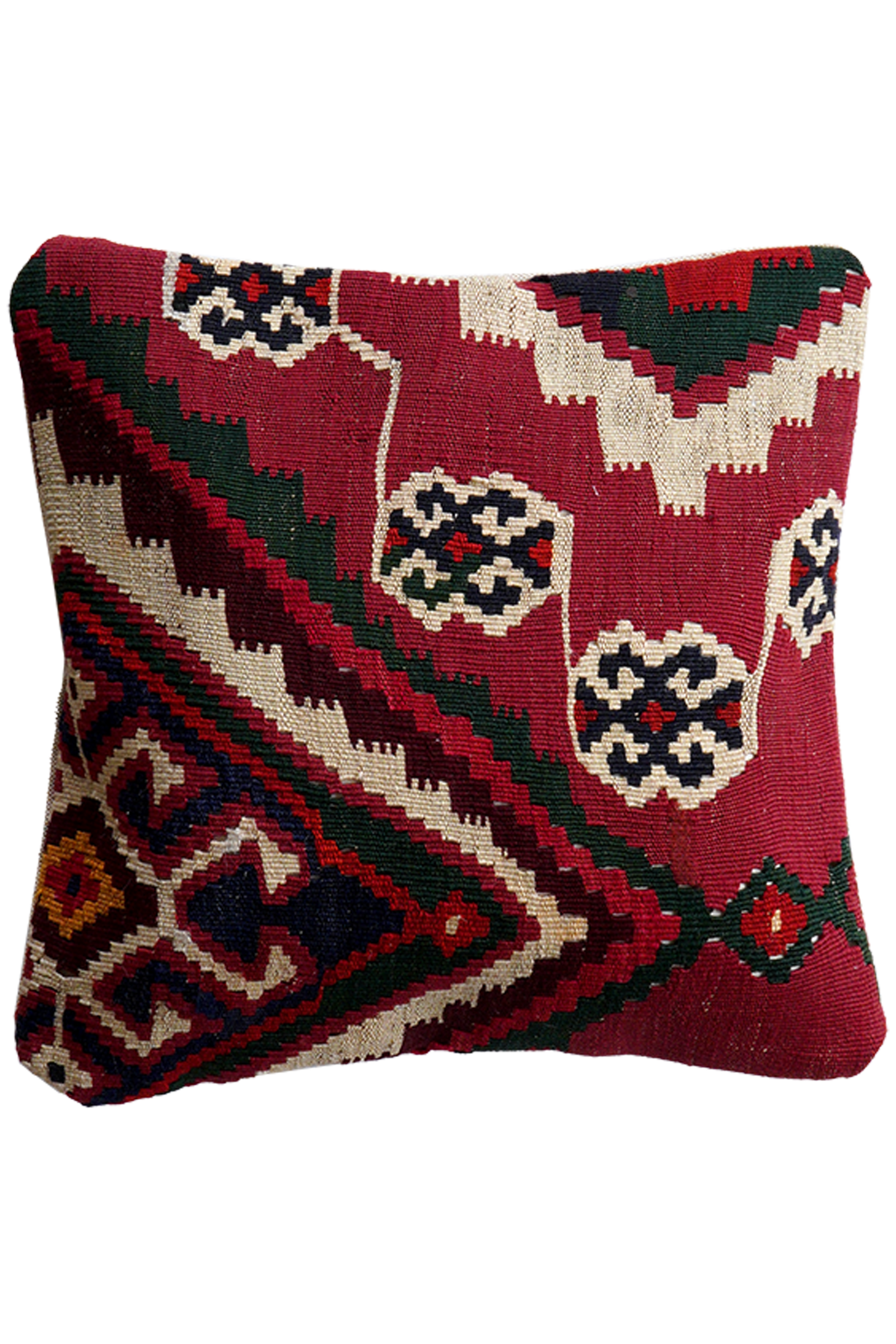 Kelim Kissen — Handgefertigt, 40x40 cm, Bunt, 100% Virgin Wool | Main view