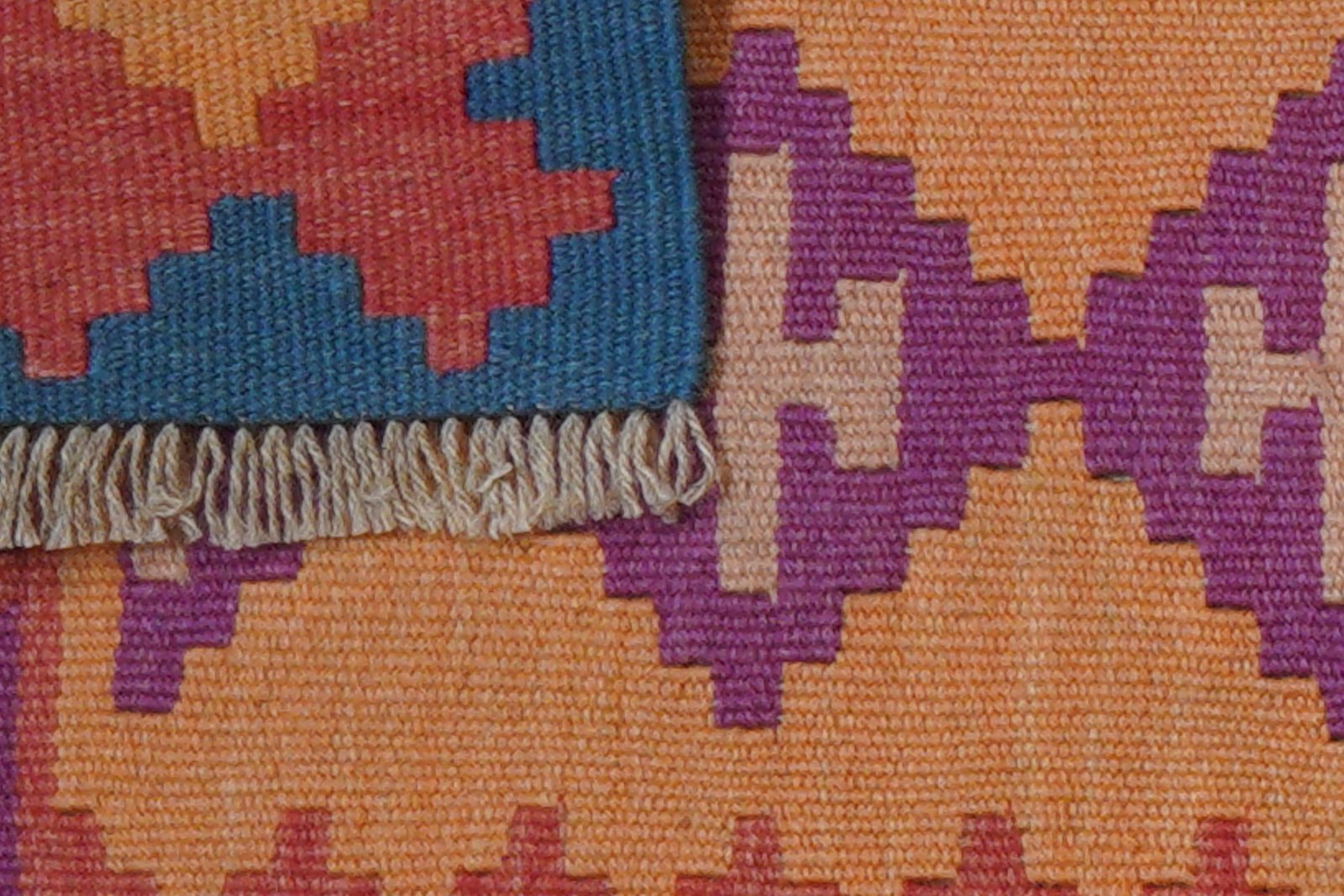 Kelim Gashgai — Handmade, 61x84 cm, Orange, 100% Virgin Wool | View 6