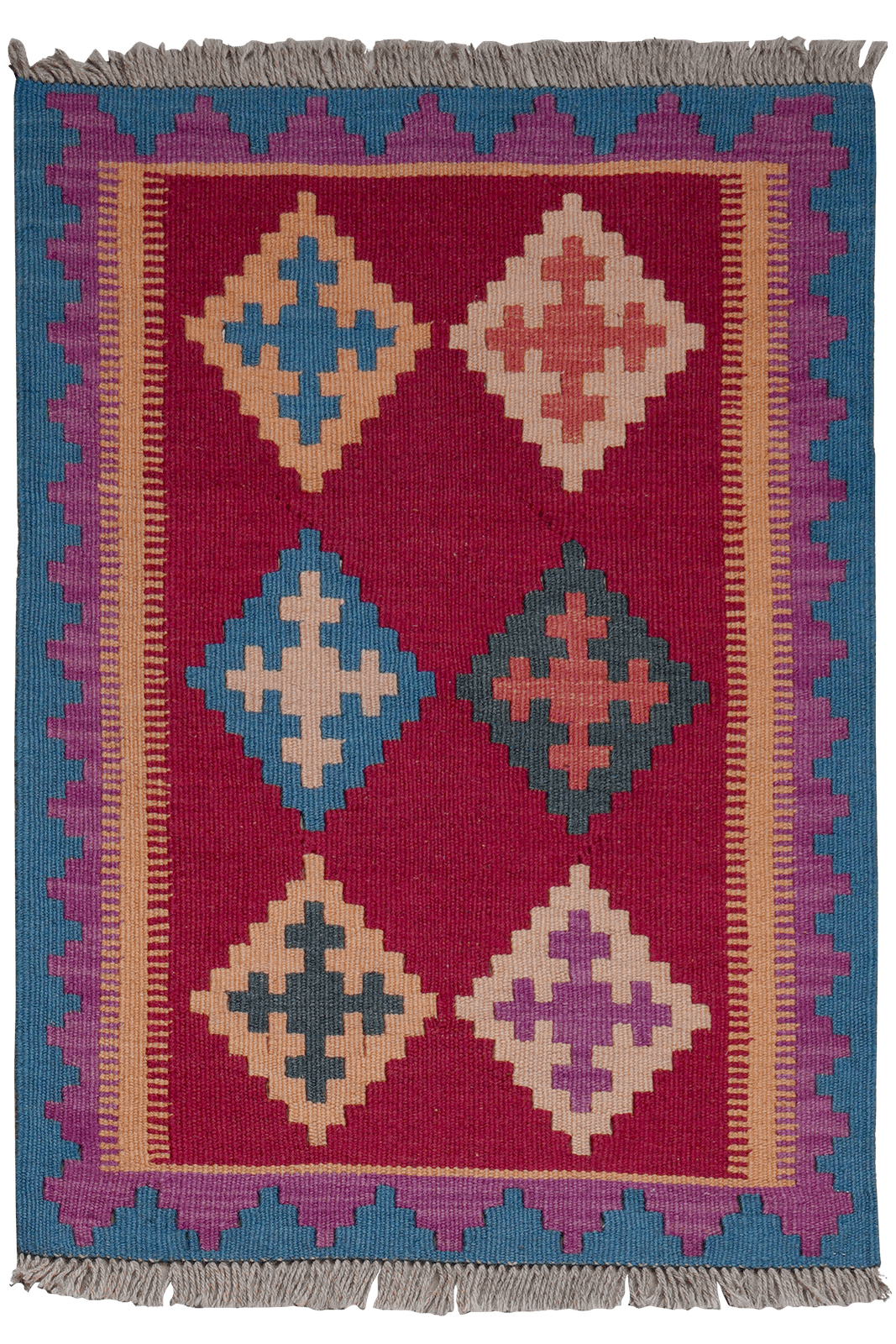 Kelim Gashgai — Handmade, 63x87 cm, Red, 100% Virgin Wool | Main view