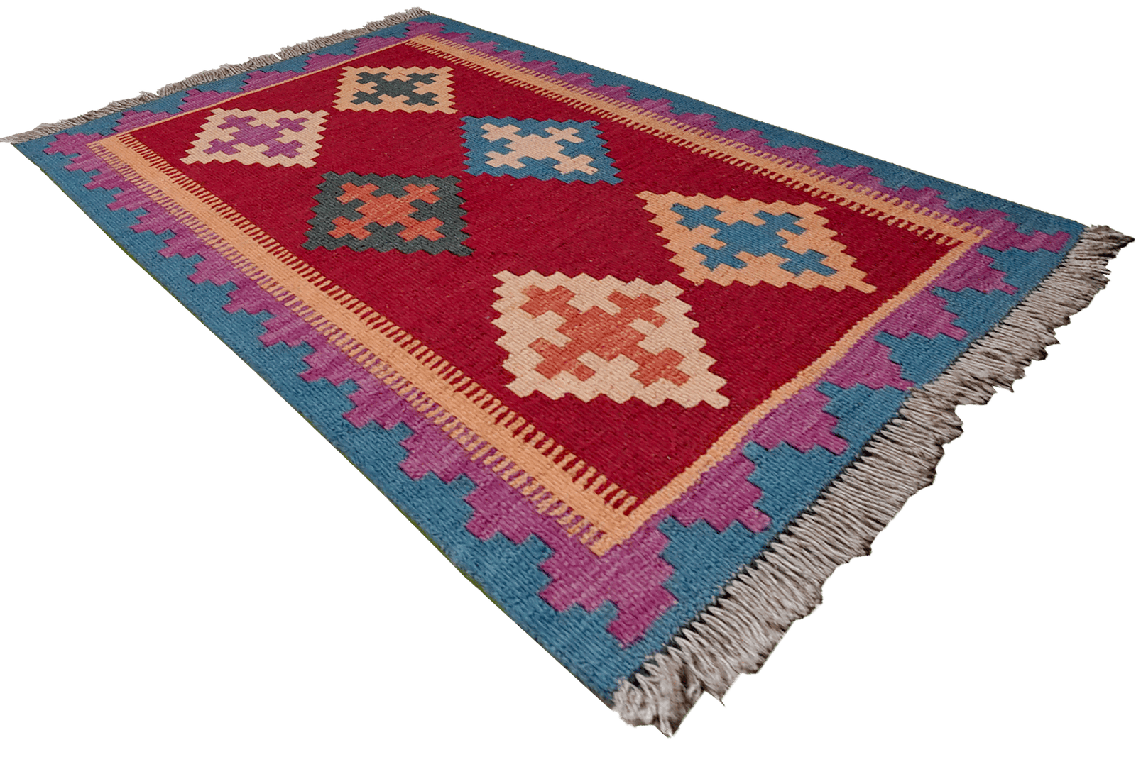 Kelim Gashgai — Handmade, 63x87 cm, Red, 100% Virgin Wool | View 4