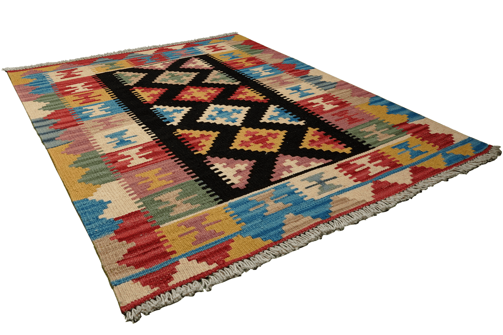 Kelim Gashgai — Handmade, 84x123 cm, Black, 100% Virgin Wool | View 4